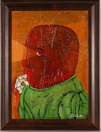 Michael Banks. Looking For A Vision.: Michael Banks. Looking For A Vision. Signed. Not dated. Tar, mixed media and oil on board. Excellent condition. 22”w x 29”h. Provenance: The Ted Oliver Collection. Est. $500-800. Ship: $55