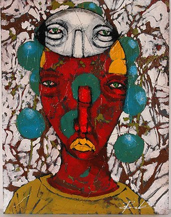 Michael Banks. Followed.: Michael Banks. Followed. Tar, acrylic on board. Signed and titled. Slight warping of board, otherwise excellent condition. Size is 19” w x 24”h. Provenance: ex. Ted Oliver Collection. Est. $400-70