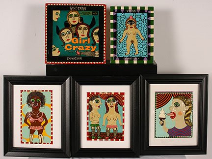 Levent Isik. Five girls.: Levent Isik. Crazy, Venus, Foxy Brown, Summertime, Berlin. Five girls. Paint on mixed media including board, records, cardboard, etc. Signed and dated, 2007-8. Excellent condition. Average is 9” x 1