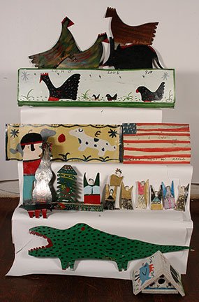 R.A. Miller. Mixed Group Of 18 Works.: R.A. Miller. Mixed Group Of 18 Works. Signed. Not dated. Paint on tin. Great condition. Largest is 52” x 13”. Est. $200-300. Ship: $200