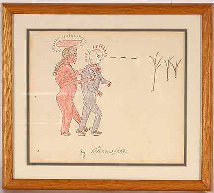 Dilmus Hall. Red Jesus.: Dilmus Hall. Red Jesus. Signed. Not dated. Ink and colored pencil on paper. Some foxing, otherwise good condition. 15”w x 13”h. Provenance: The Andy Nasisse Collection. Est. $200-400. Ship: $35