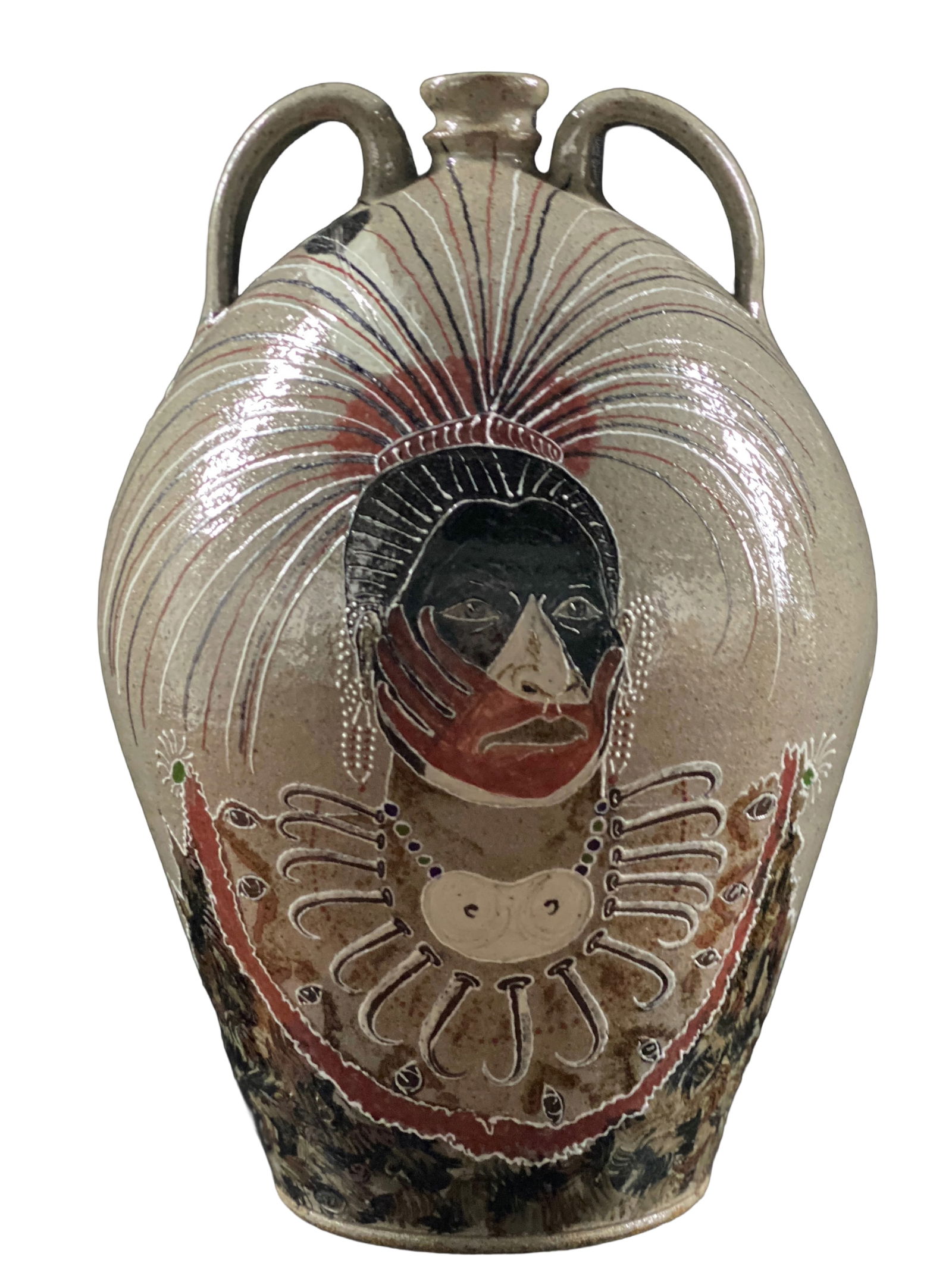 Michel Bayne. 5 Gal Mohawk Chief Decorated Jug. (1 of 19)