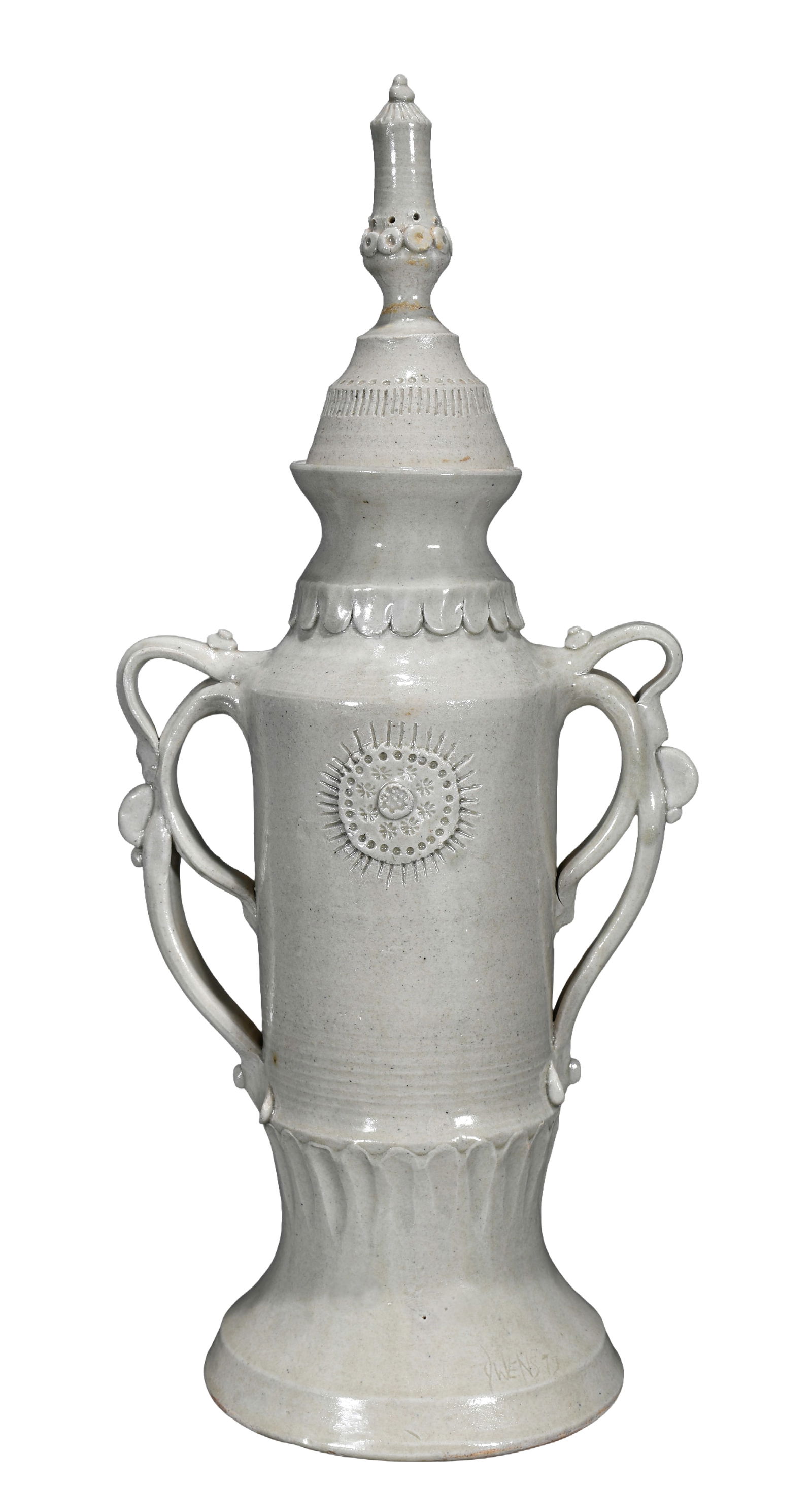 Bob Owens. Unusual Two-Handled Covered Jar. (1 of 6)