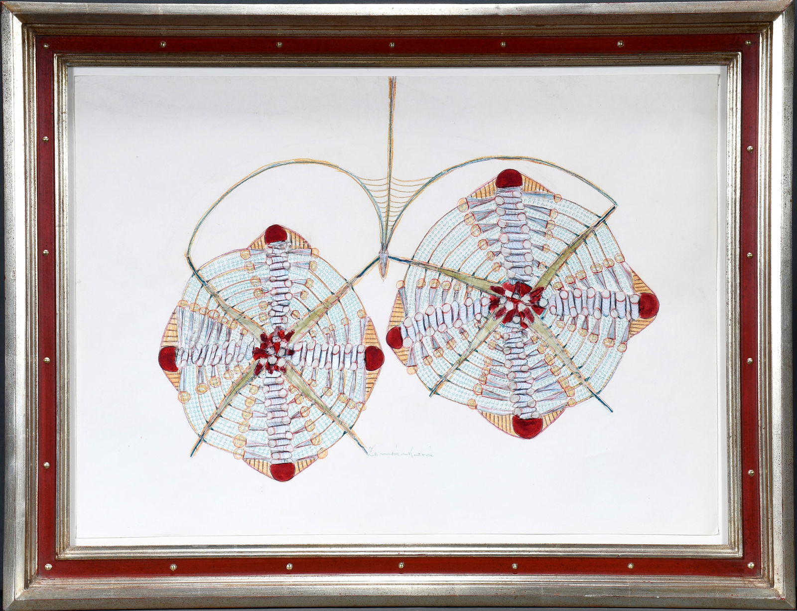 Anna Zemankova. Raised Fabric Abstract Design.: Anna Zemankova. (1908-1986, Czech). Raised Fabric Abstract Design. Signed. Ink and paint with nylon mixed media collage on paper. 3D effect. Excellent condition. Image is 24" w x 18" h. Frame is 30" w