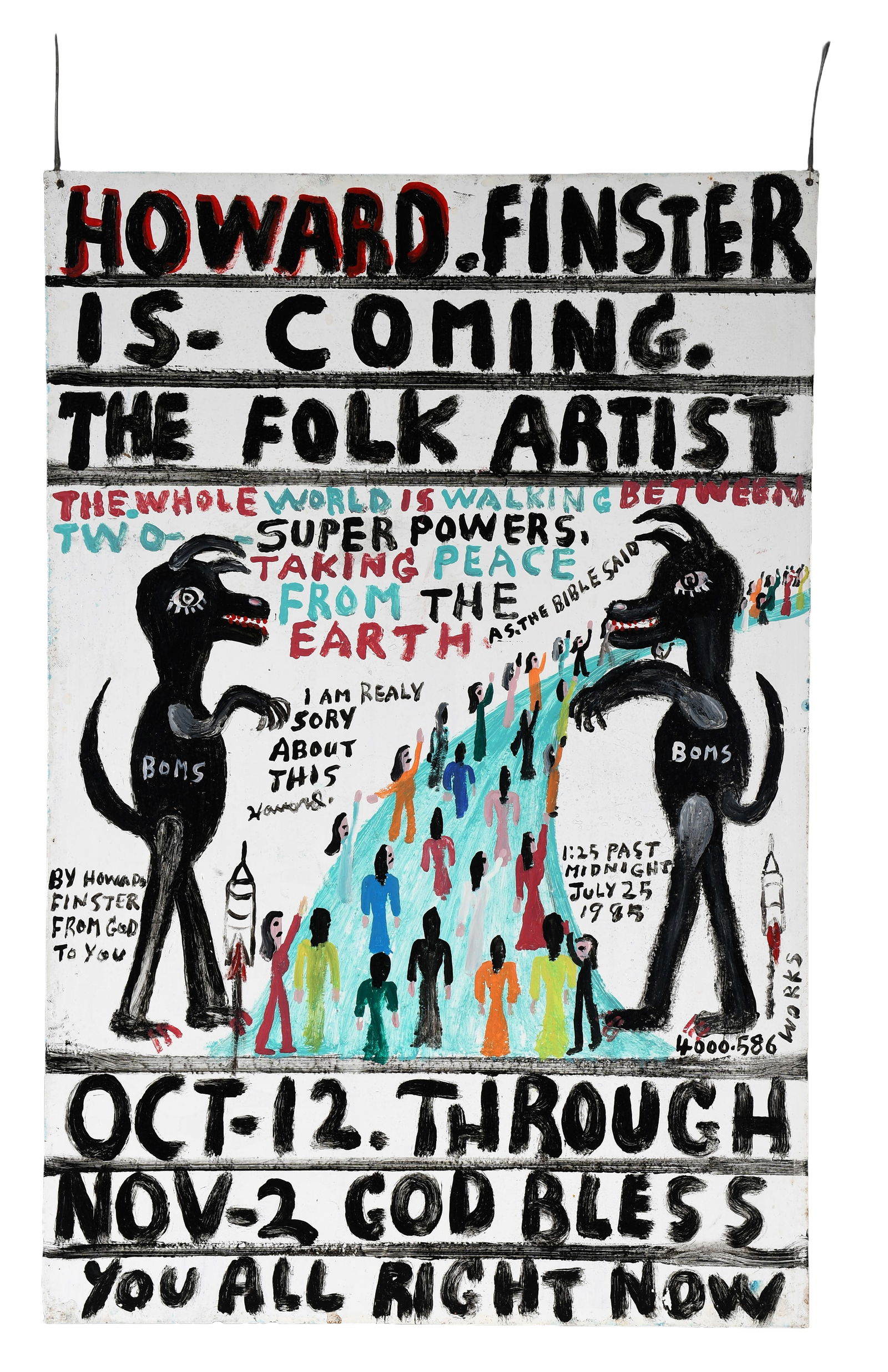 Howard Finster. Dbl Sided Exhibition Broadside #4,586 & #4,587. (1 of 14)