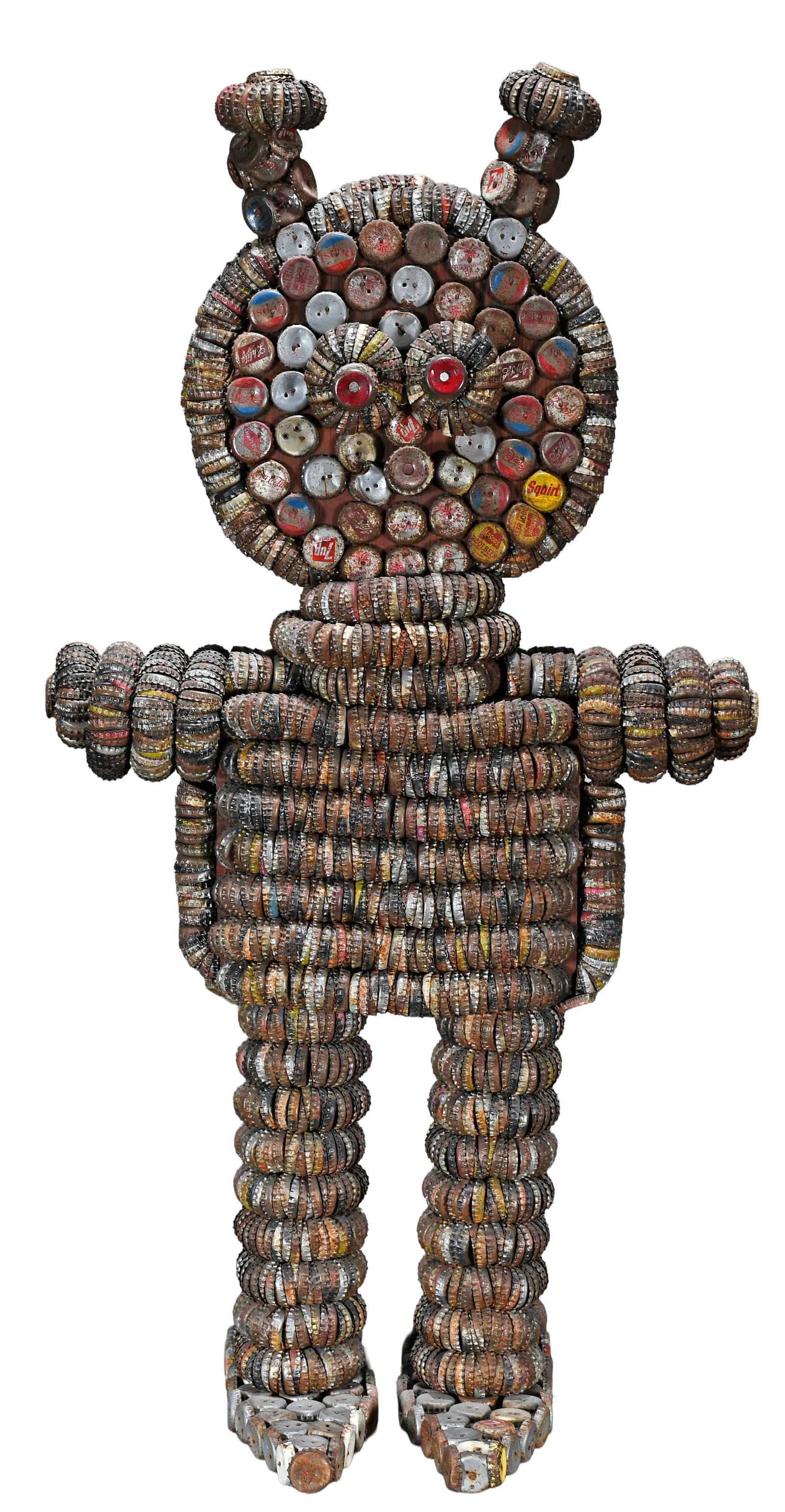 Clarence & Grace Woolsey. Bottlecap Figure with Pigtails. (1 of 7)