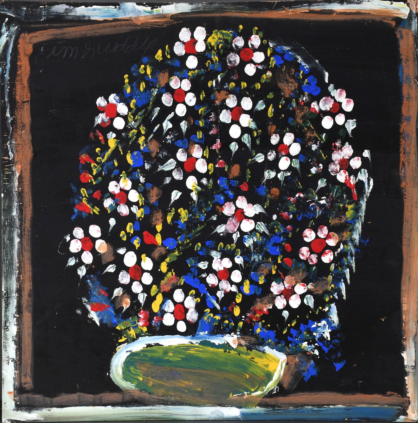 Jimmy Lee Sudduth. Bouquet of Flowers.: Jimmy Lee Sudduth. Bouquet of Flowers. Signed. Paint and mud on board. Excellent condition. 24" w x 24" h. Est. $300-500. Ship: $75