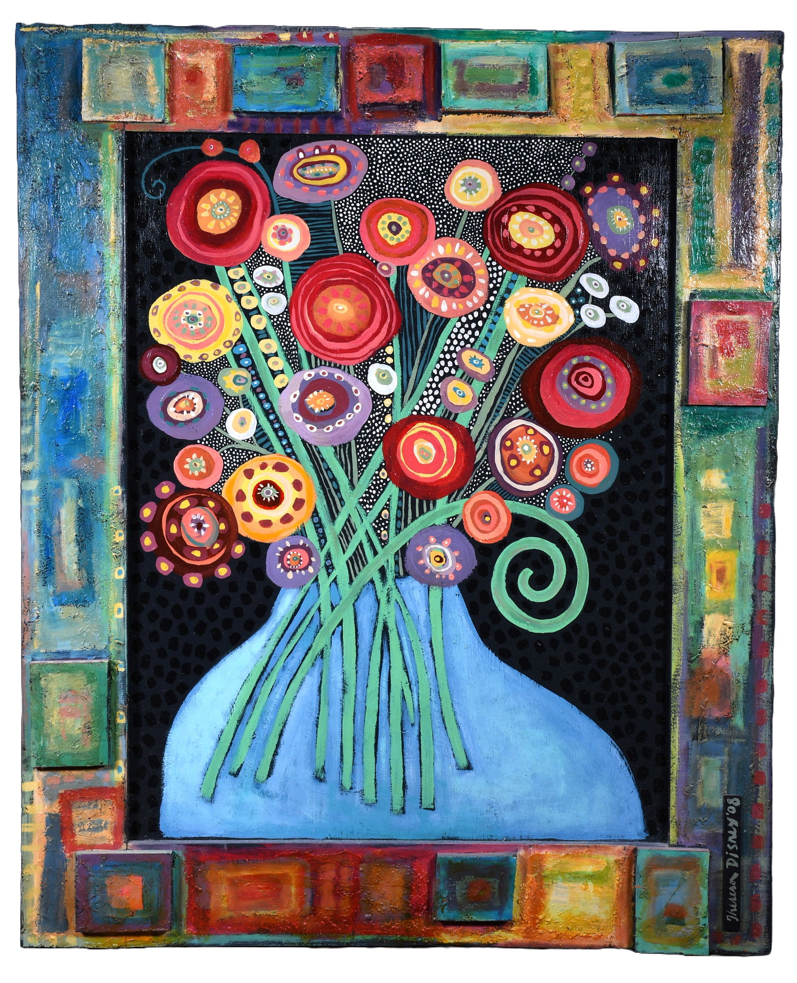 Theresa Disney. XL Painting of Flowers In A Vase. (1 of 9)