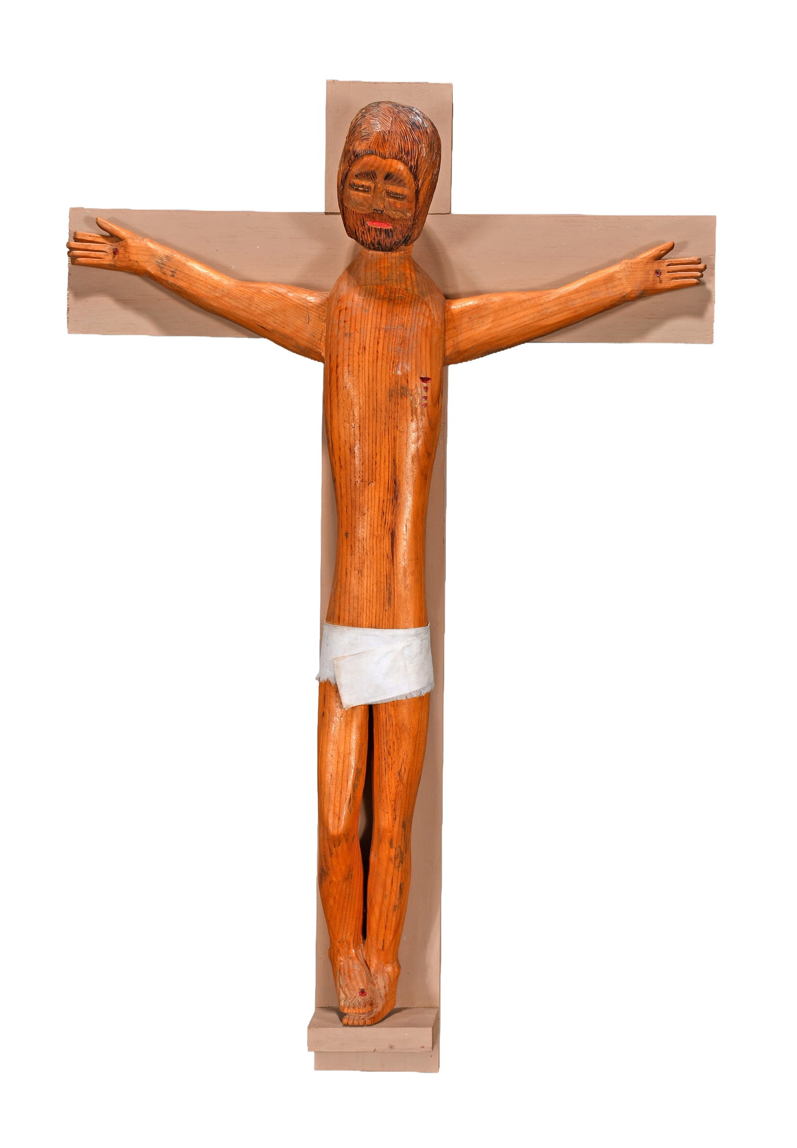Sulton Rogers. Large Crucifixion.: Sulton Rogers. Large Crucifixion. Not signed. Carved and stained wood. Excellent condition. 21" w x 33" h. Est. $800-1,200. Ship: $85