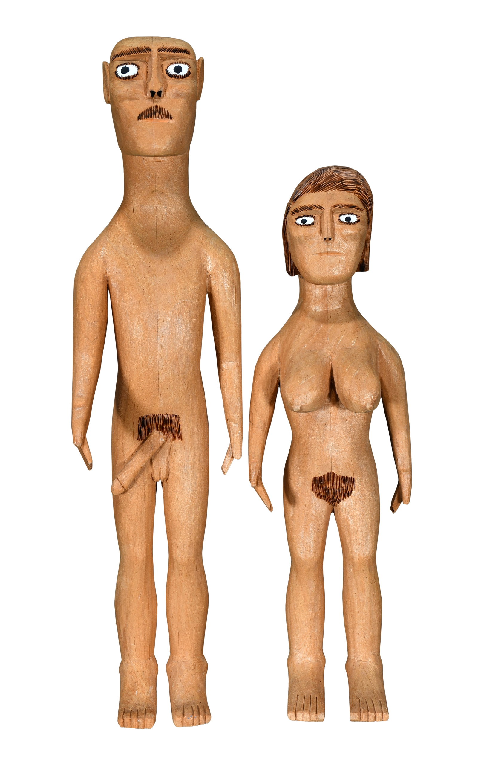 Sulton Rogers. Nude Couple.: Sulton Rogers. Nude Couple. Not signed. Carved and painted wood. Excellent condition. Man is 15.5" h. Provenance: Richard Gasperi and James Resko Collection. Est. $800-1,200. Ship: $65