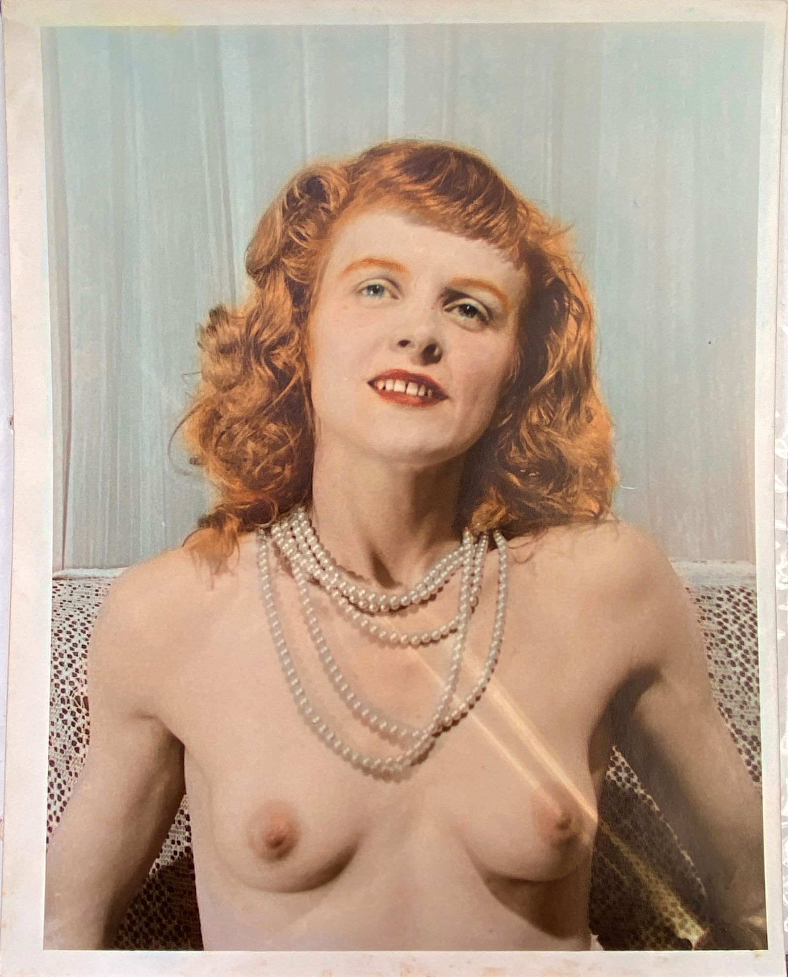 Eugene Von Bruenchenhein. Topless Marie with Pearls Hand Colored Gelatin Silver Print. (1 of 6)