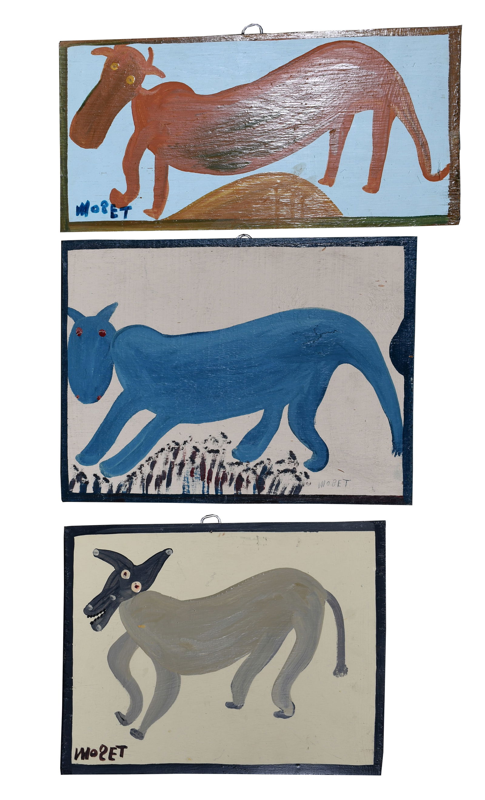 Mose Tolliver. Three Works - Dog, Horse, Mule. (1 of 3)