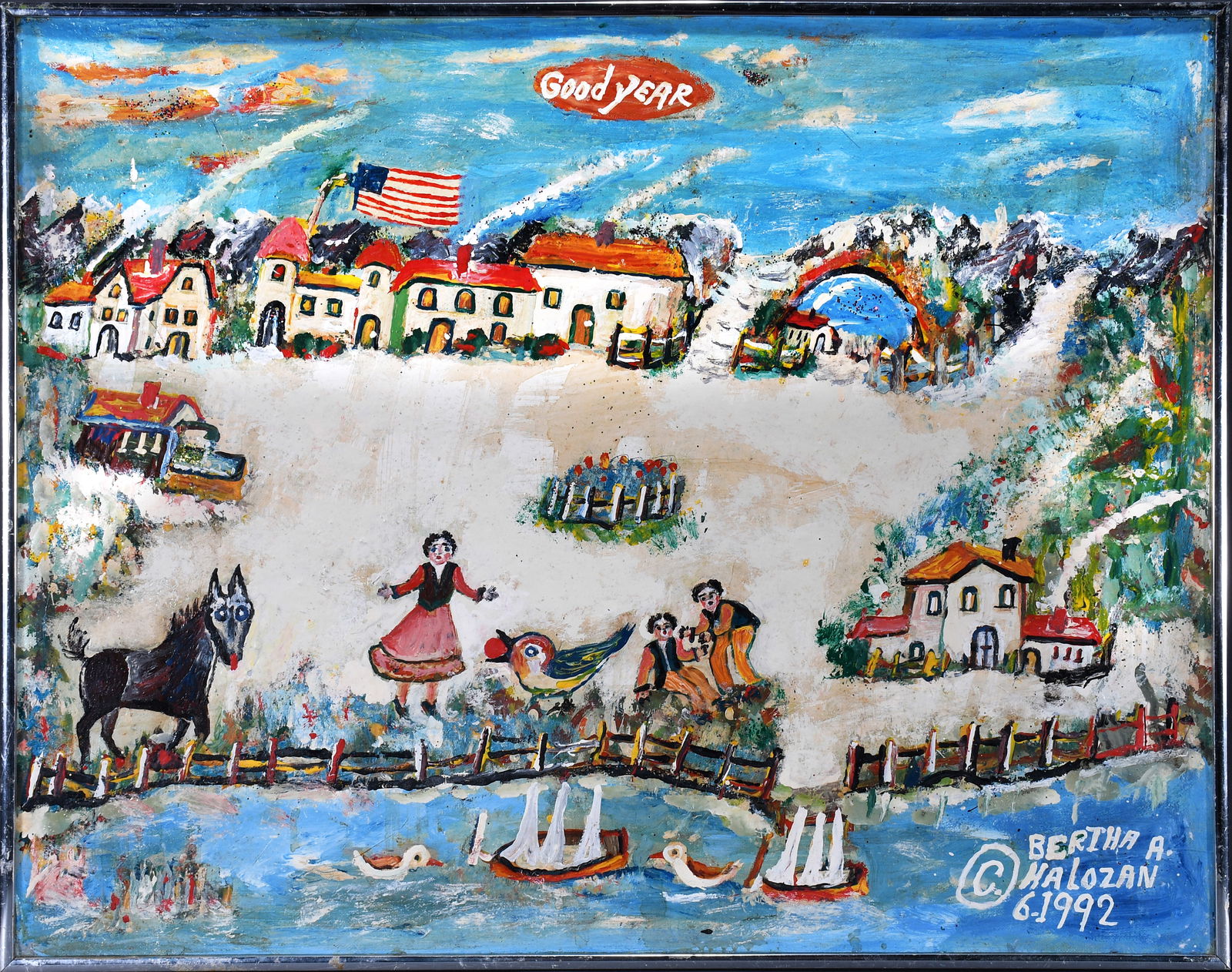 Bertha Halozan. Large Lakeshore Scene. (1 of 6)