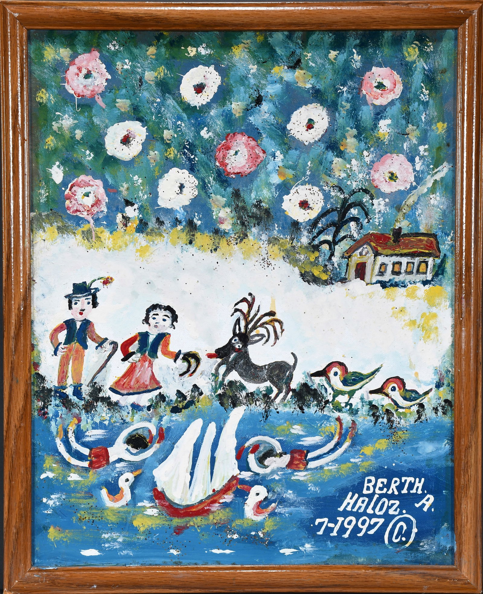 Bertha Halozan. Couple and Deer at the Lake. (1 of 5)