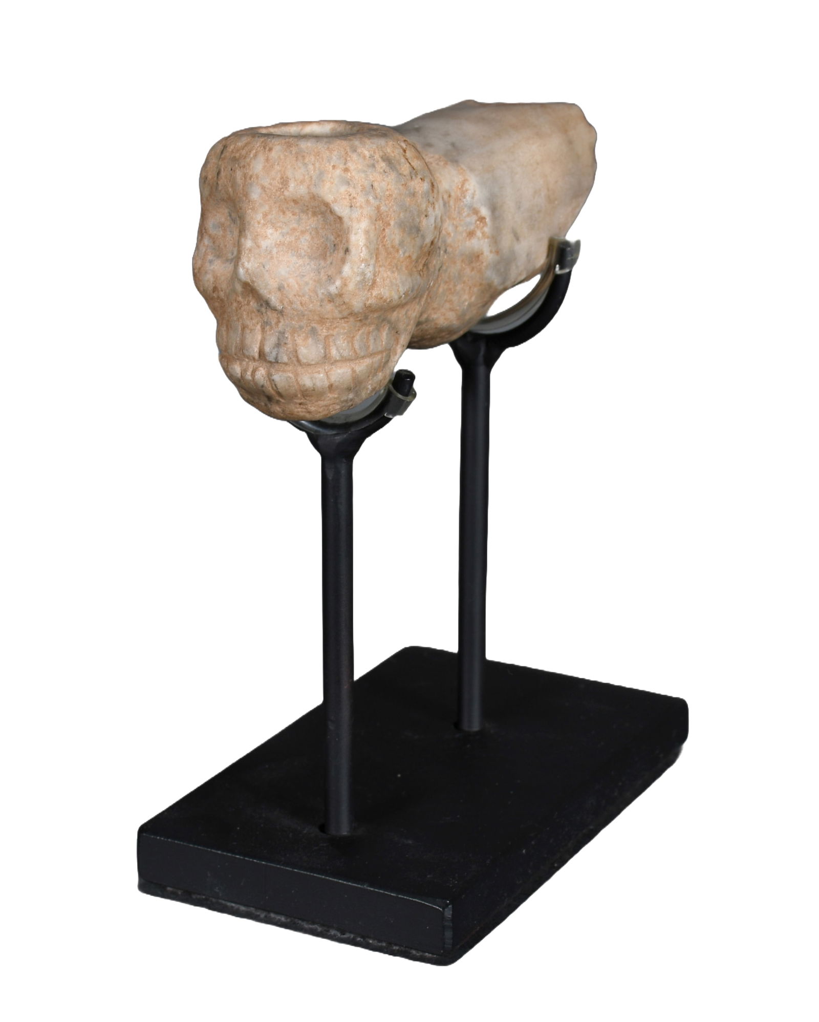 Native American Stone Skull Head Pipe On Stand. (1 of 7)