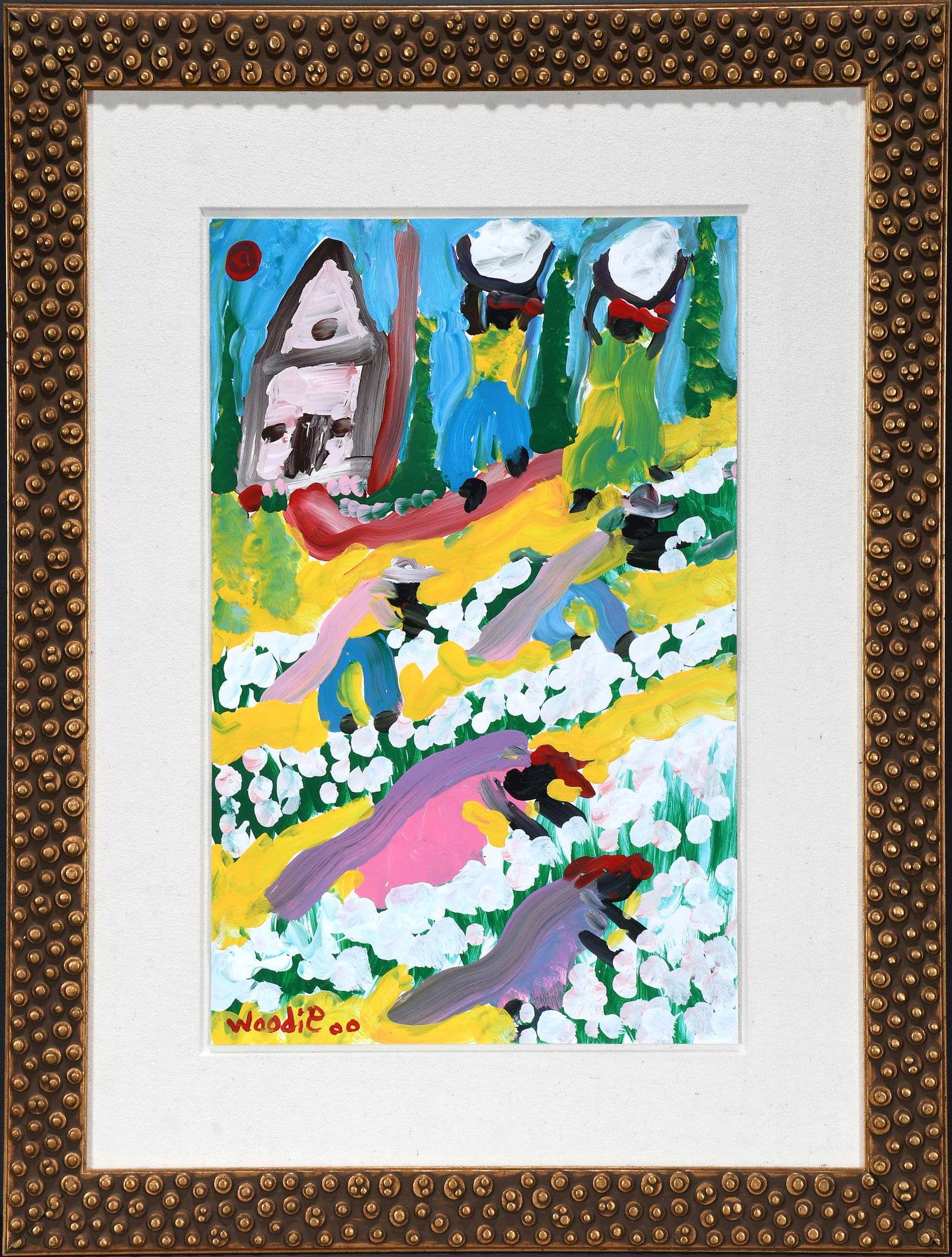 Woodie Long. Cotton Harvest.: Woodie Long. Cotton Harvest. Signed. Paint on paper. Excellent condition. Image is 13" w x 20" h. Frame is 23" w x 29" h. Est. $500-800. Ship: $85