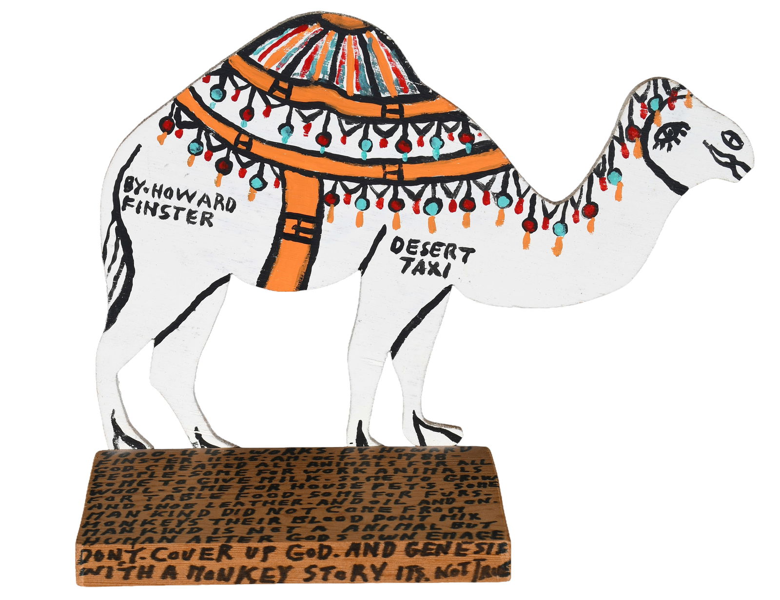 Howard Finster. Desert Taxi, #9,442.: Howard Finster. Desert Taxi, #9,442. 1988. Signed, dated, titled and numbered. Paint and marker on board. 11" x 4". Est. $400-600. Ship: $55