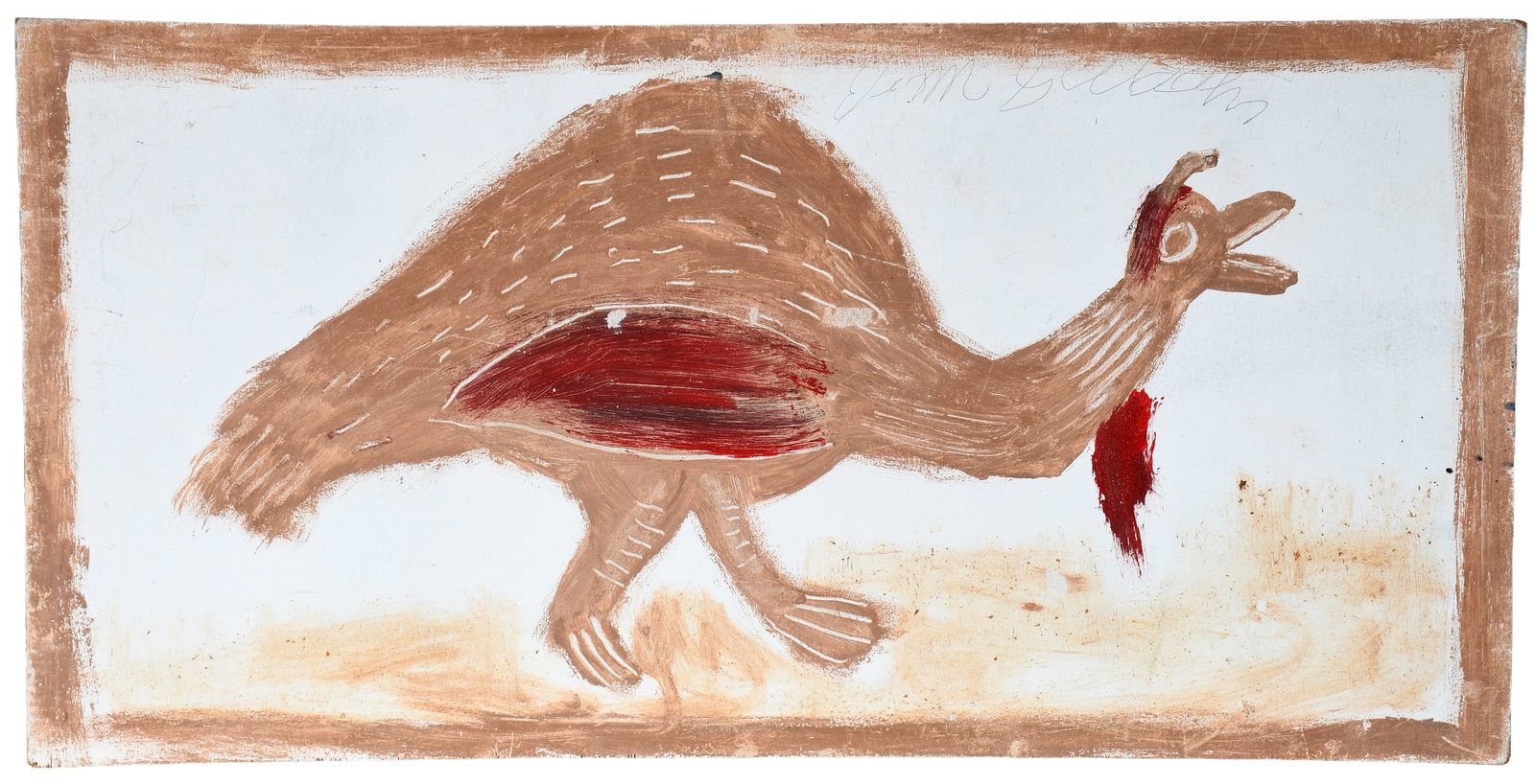 Jimmy Lee Sudduth. Wild Turkey.: Jimmy Lee Sudduth. Wild Turkey. Signed. Paint and mud on board. Minor rubs otherwise very good condition. 48" w x 24" h. Est. $1,000-1,500. Ship: $200