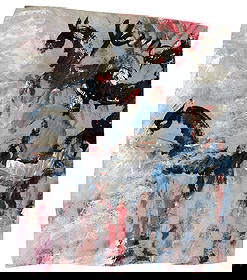 Purvis Young. Horses In the Clouds.: Purvis Young. Horses In the Clouds. Signed. Paint on scrap paper. Good condition. Image is 16" w x 21" h. Frame is 36" w x 37" h. Est. $300-500. Buyer is responsible for shipping.