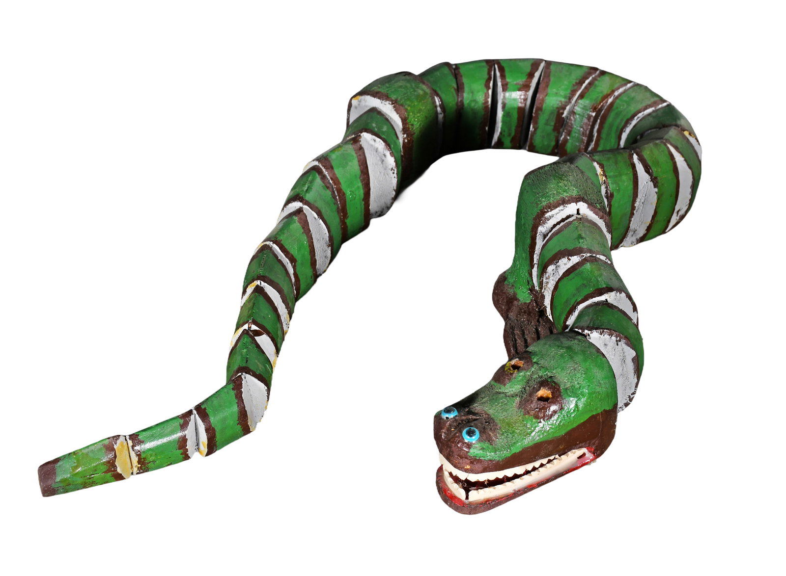 Denzil Goodpaster. Articulated Alligator.: Denzil Goodpaster. (1908-1995). Articulated Alligator. Signed. Carved and painted wood with plastic teeth and nose. Excellent condition. Very rare and unusual. 40" long. Est. $400-600. Ship: $85