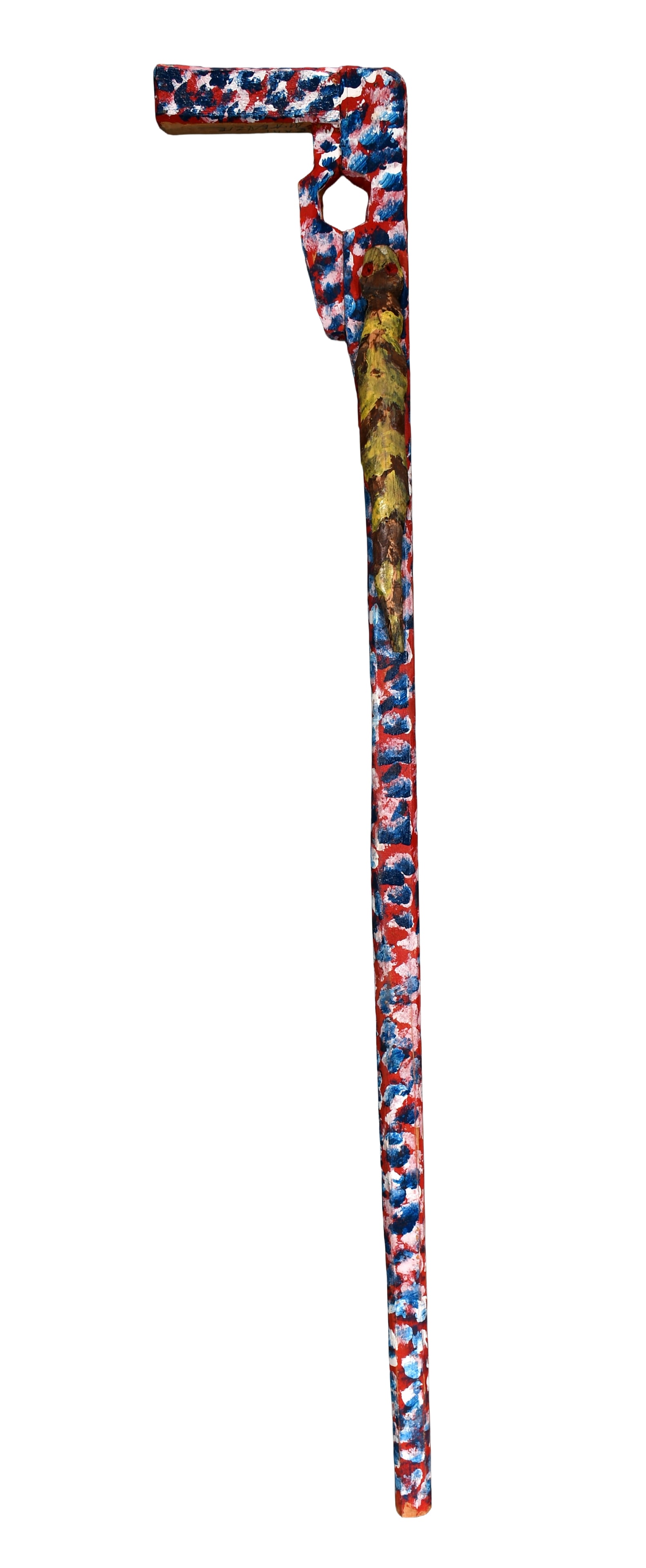 Carl McKenzie. Gun Cane with Lizard Decoration.: Carl McKenzie. Gun Cane with Lizard Decoration. Signed. Carved and painted wood. Excellent condition. 35" h. Est. $200-300. Ship: $65