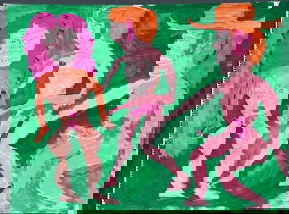 Mrs. Georgia Speller. Texas Party.: Mrs. Georgia Speller.(1931-1988).Texas Party.Signed.Paint on paper.Good condition.24" w x 18" h Provenance: Phyllis Kind