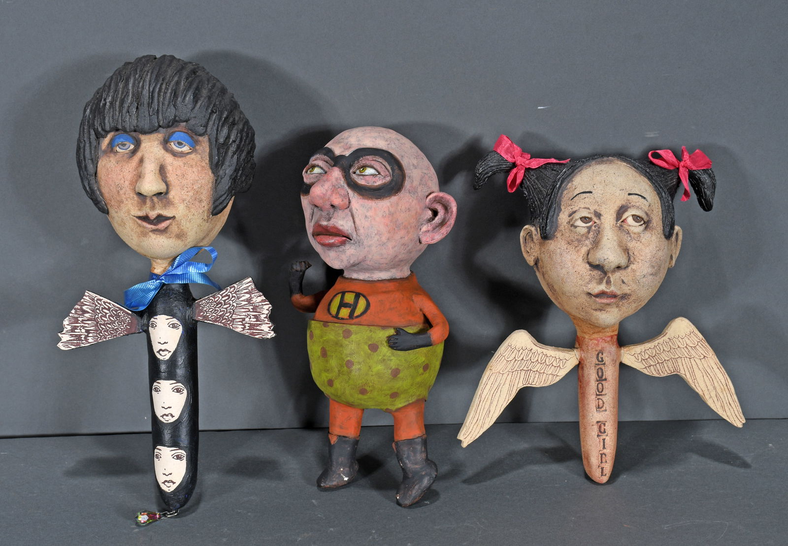 Kina Crow. Three Clay Figurines. (1 of 6)