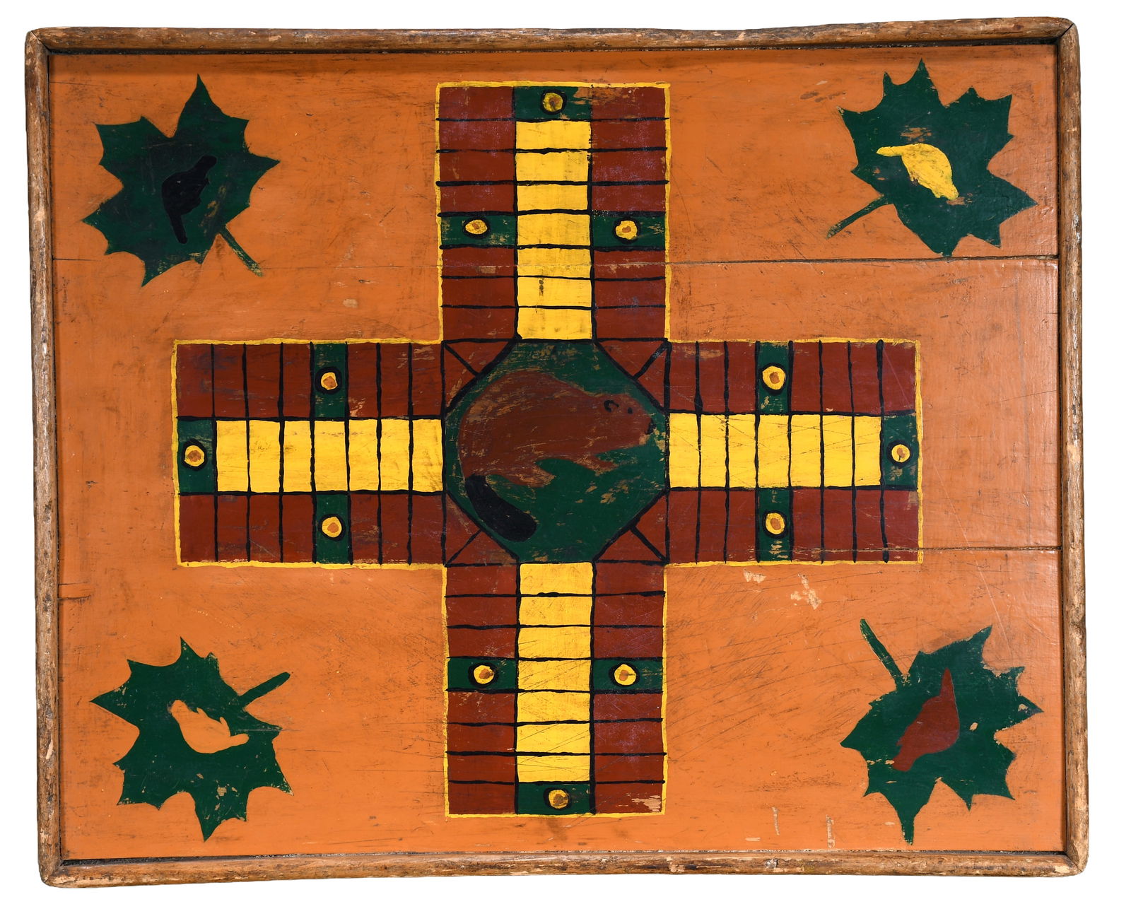 Anonymous. Canadian Game Board.: Anonymous. Canadian Game Board. Paint on wood. Expected wear from use, otherwise good condition. 28" w x 23" h. Est. $200-300. Ship: $65