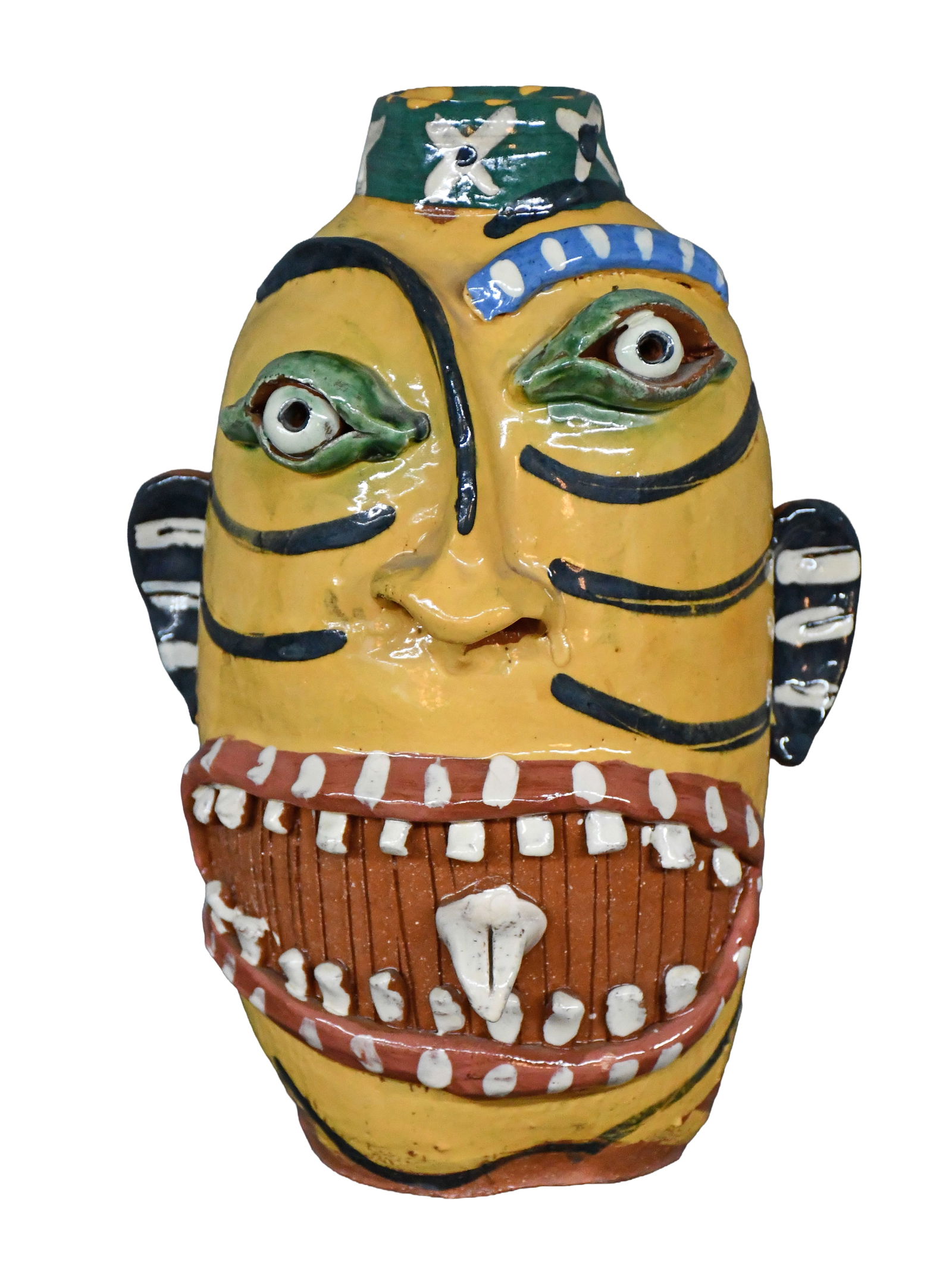 Carl Block. Yellow Face Jug.: Carl Block. Yellow Face Jug. Stamped. Mint condition. 11" h. Est. $200-300. Ship: $55 Please Read Before You Bid: By registering for and/or placing a bid in any Slotin Auction, you acknowledge that yo