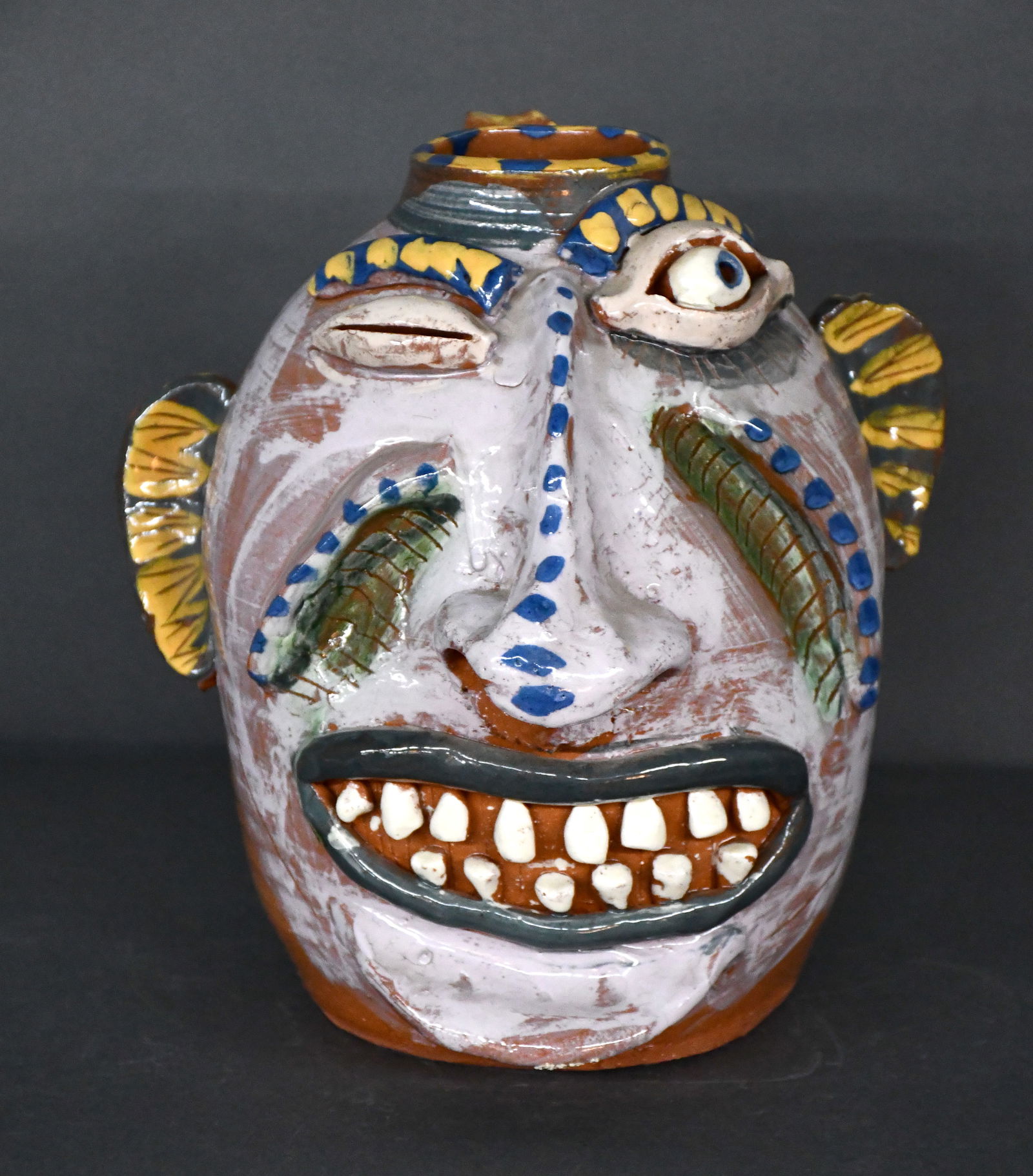 Carl Block. Winking Face Jug. - 3