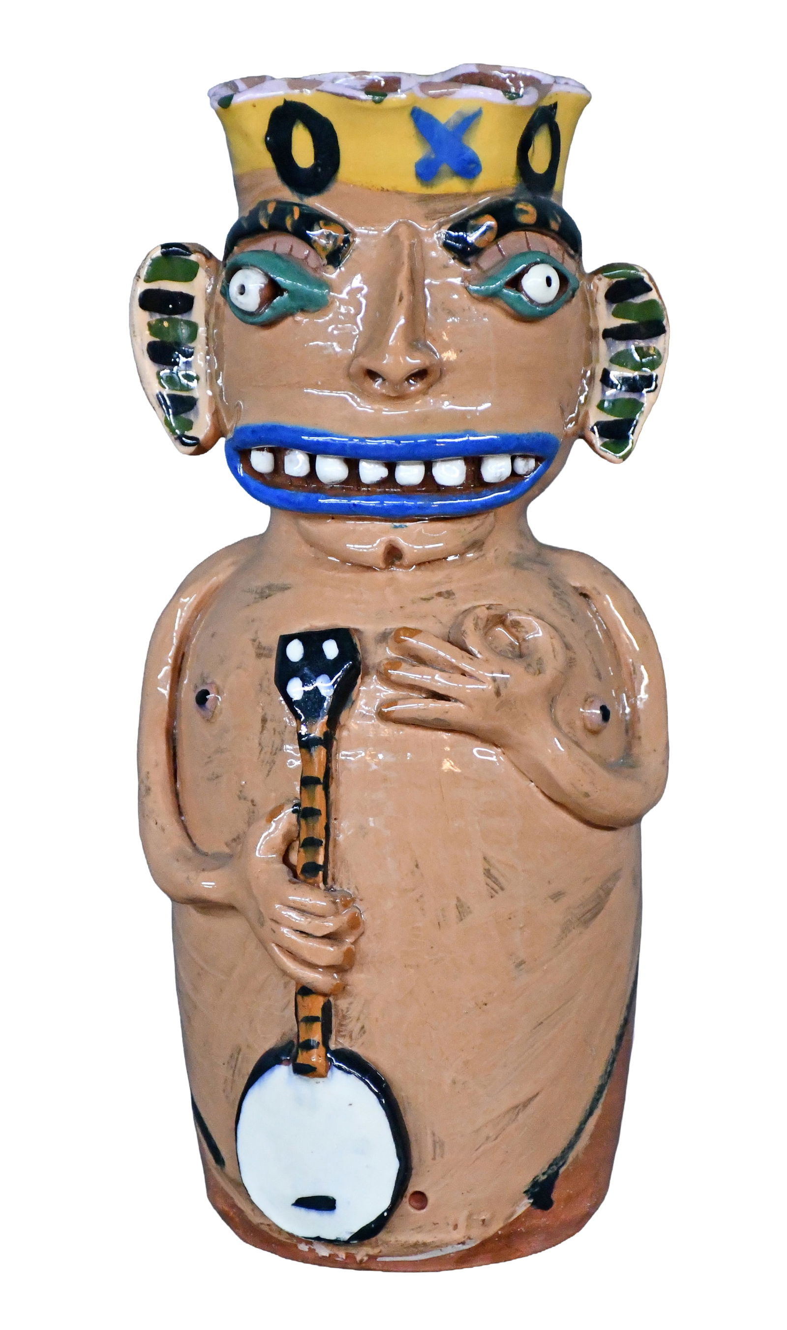 Carl Block. Banjo Playing Figural Jug. (1 of 3)