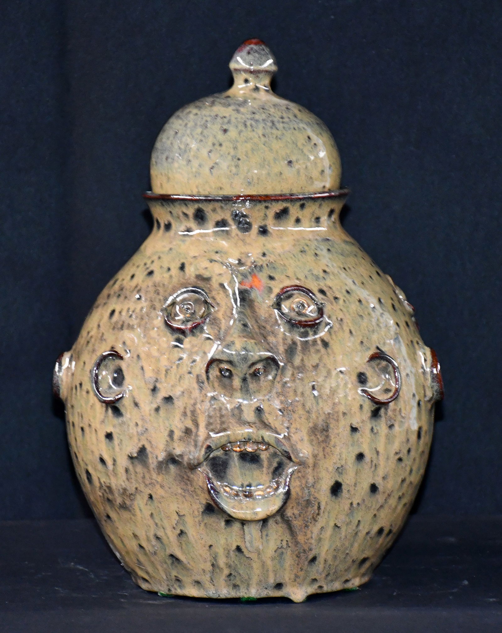 Roger Corn. Three Face Cookie Jar with Lid. - 2