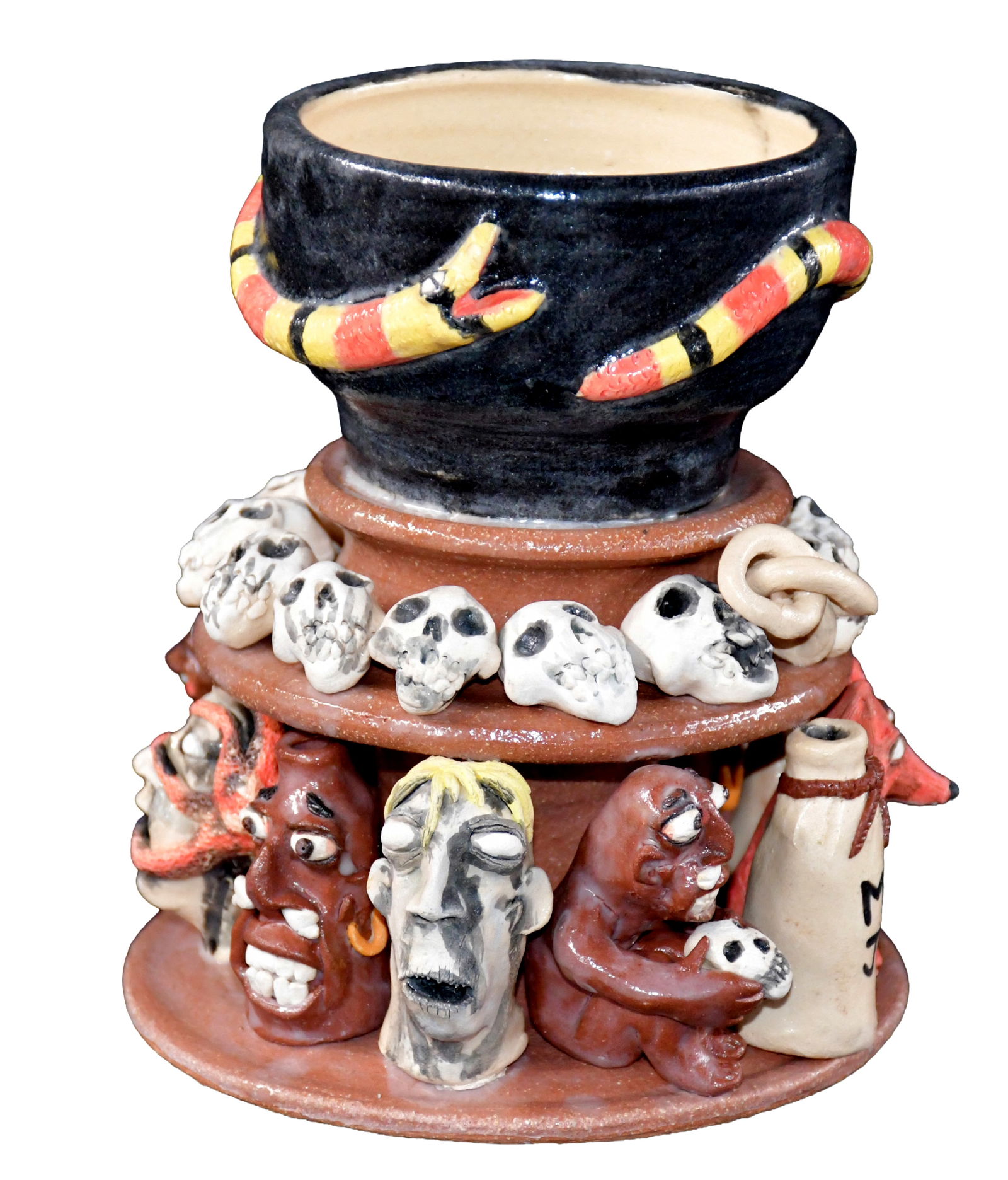 Stacy Lambert. Potpourri Pot with Mini Skulls and Jugs.: Stacy Lambert. Potpourri Pot with Mini Skulls and Jugs. 2001. Signed and dated. Mint condition. 6.5" h. Est. $100-200. Ship: $45 Please Read Before You Bid: By registering for and/or placing a bid