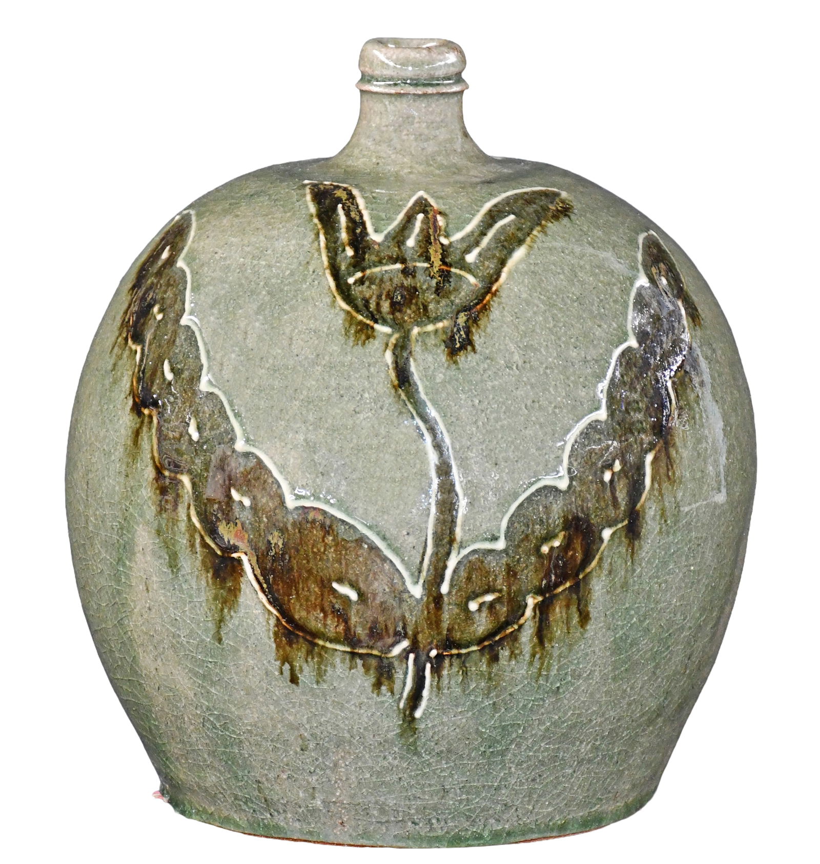 Jim Bozeman. Thistle Decorated Jug.: Jim Bozeman. Thistle Decorated Jug. 2000. Signed and dated. Edgefield Style glaze and decoration. Mint condition. 11" h. Est. $100-200. Ship: $55 Please Read Before You Bid: By registering for