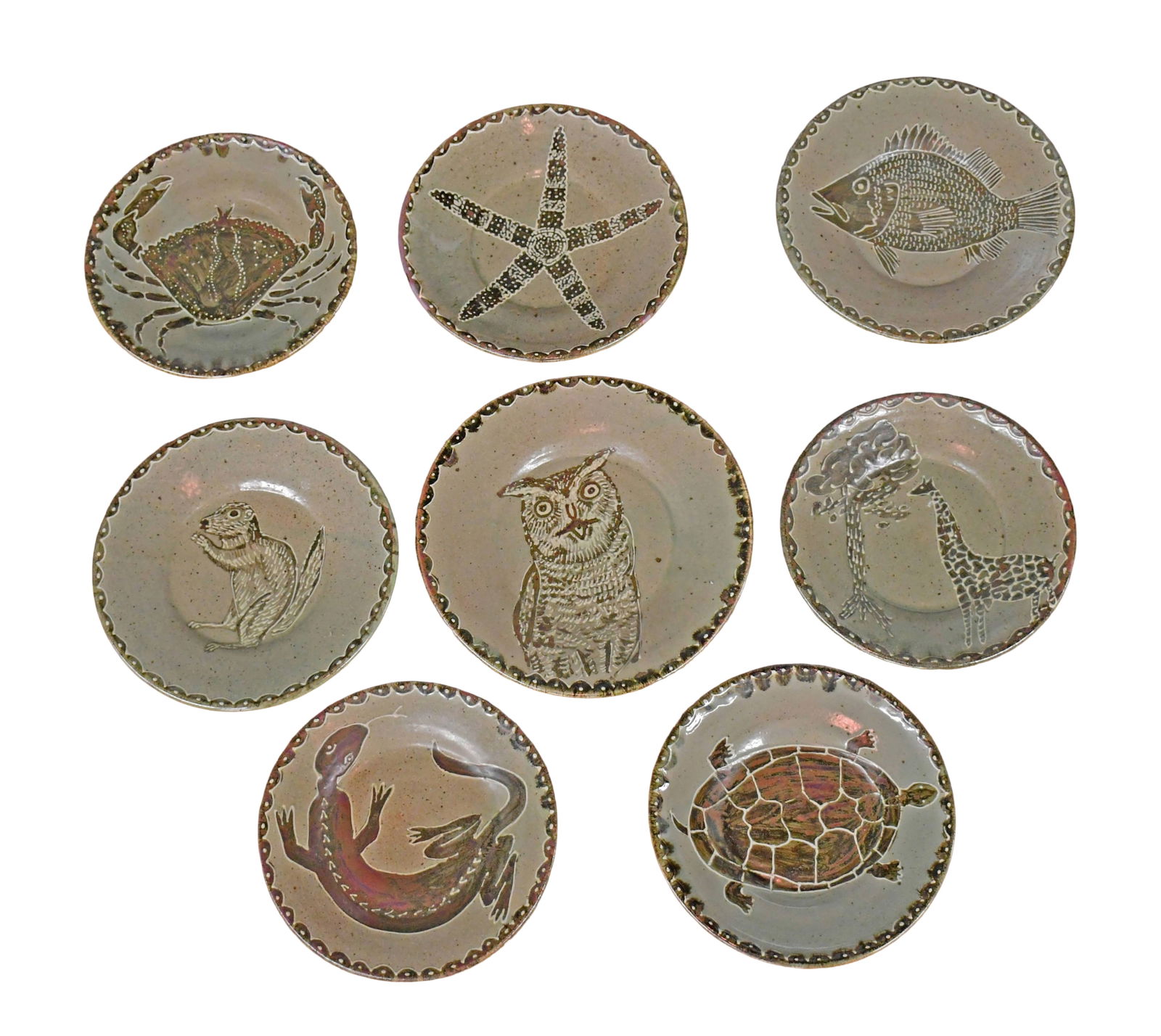 Jim Bozeman. Eight Decorated Plates.: Jim Bozeman. Group of Eight Decorated Plates. circa 1990s. Signed and dated. Mint condition. Average is 12" d. Est. $400-600. Ship: $250 Please Read Before You Bid: By registering for and/or