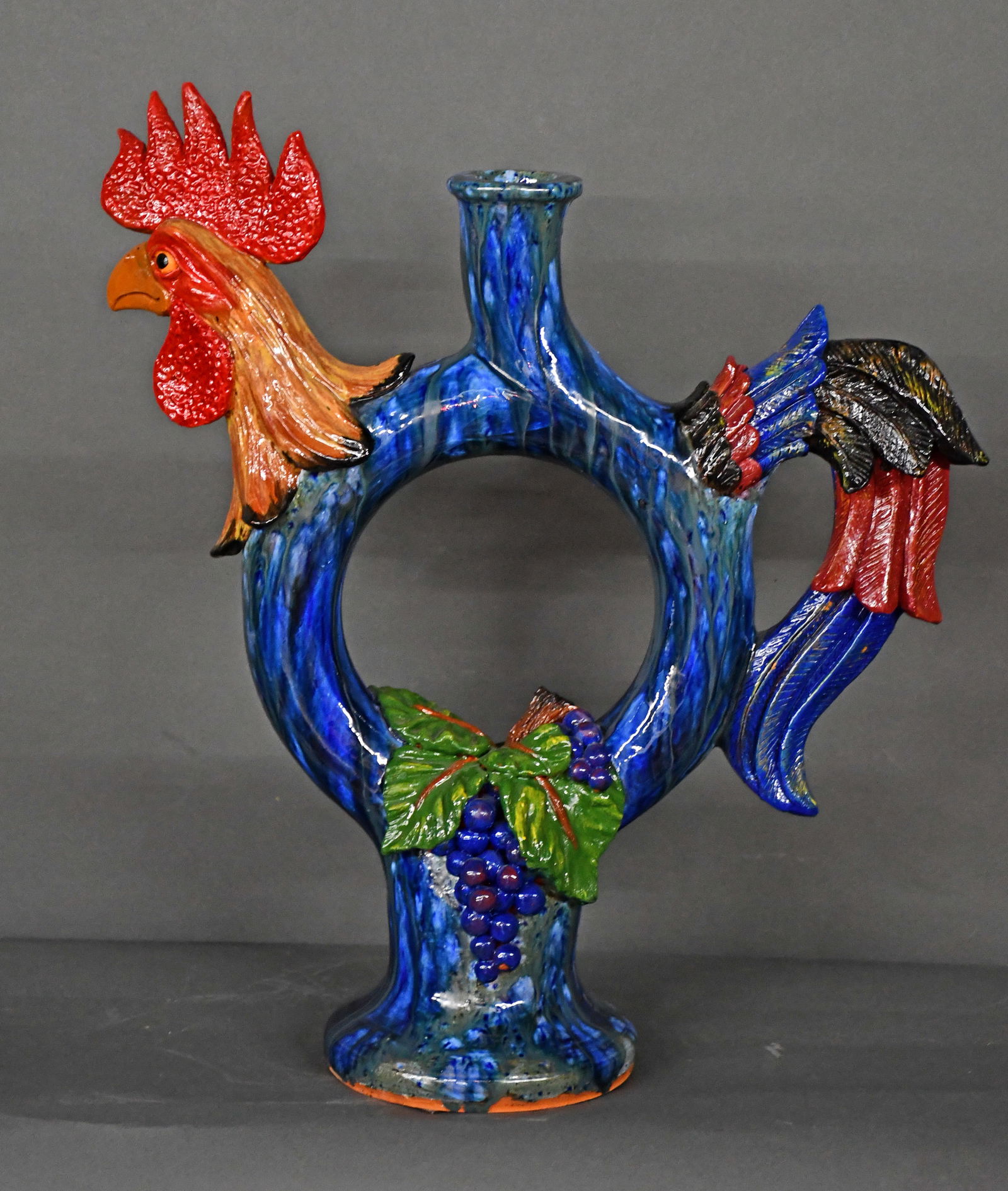 Rex Hogan. Extra Large Rooster Ring Jug. - 6