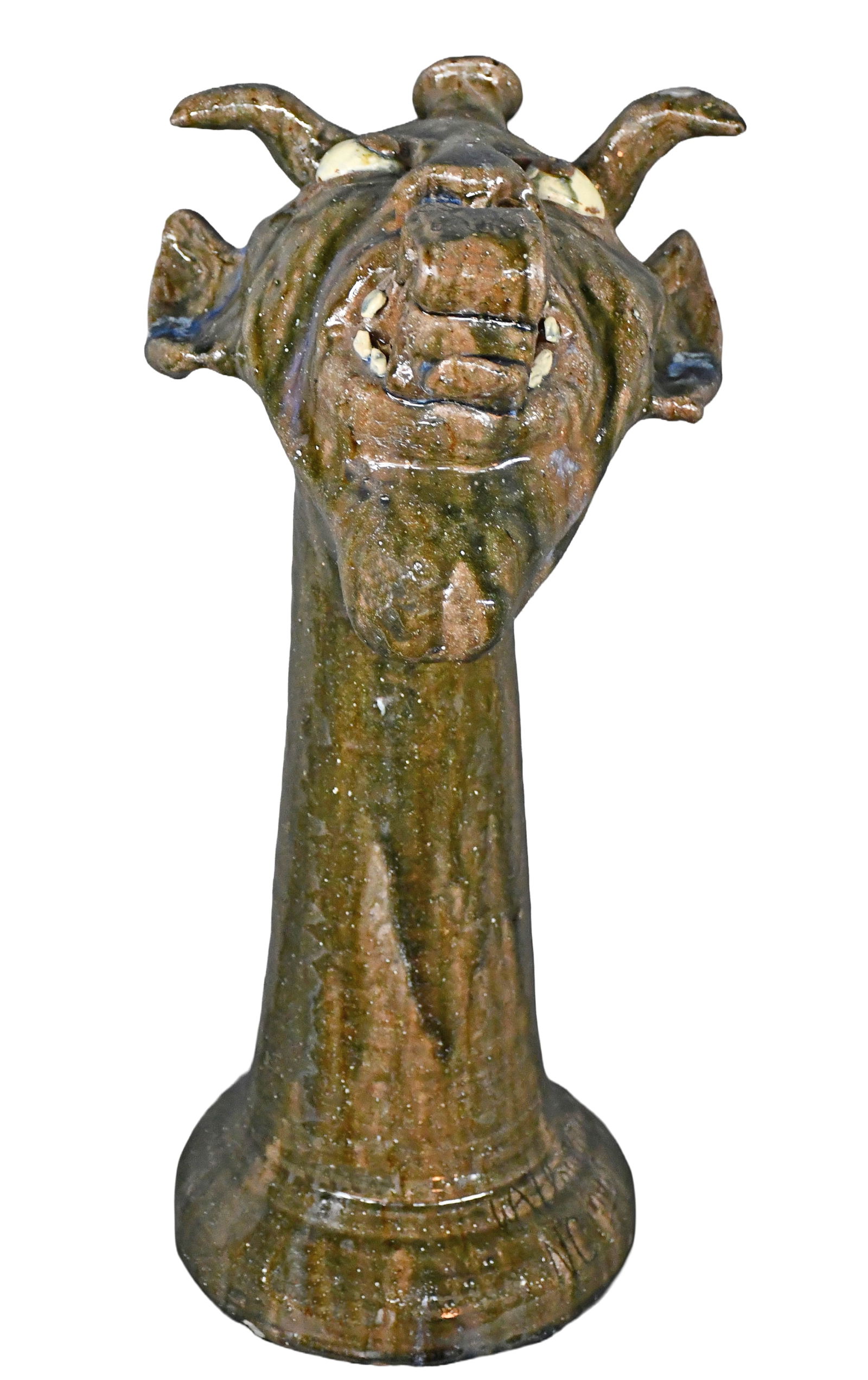 William Flowers. Devil Face Jug Jardiniere.: William Flowers. Devil Face Jug Jardiniere. Signed. Mint condition. 22" h x 14" d. Est. $300-500. Ship: $200 Please Read Before You Bid: By registering for and/or placing a bid in any Slotin