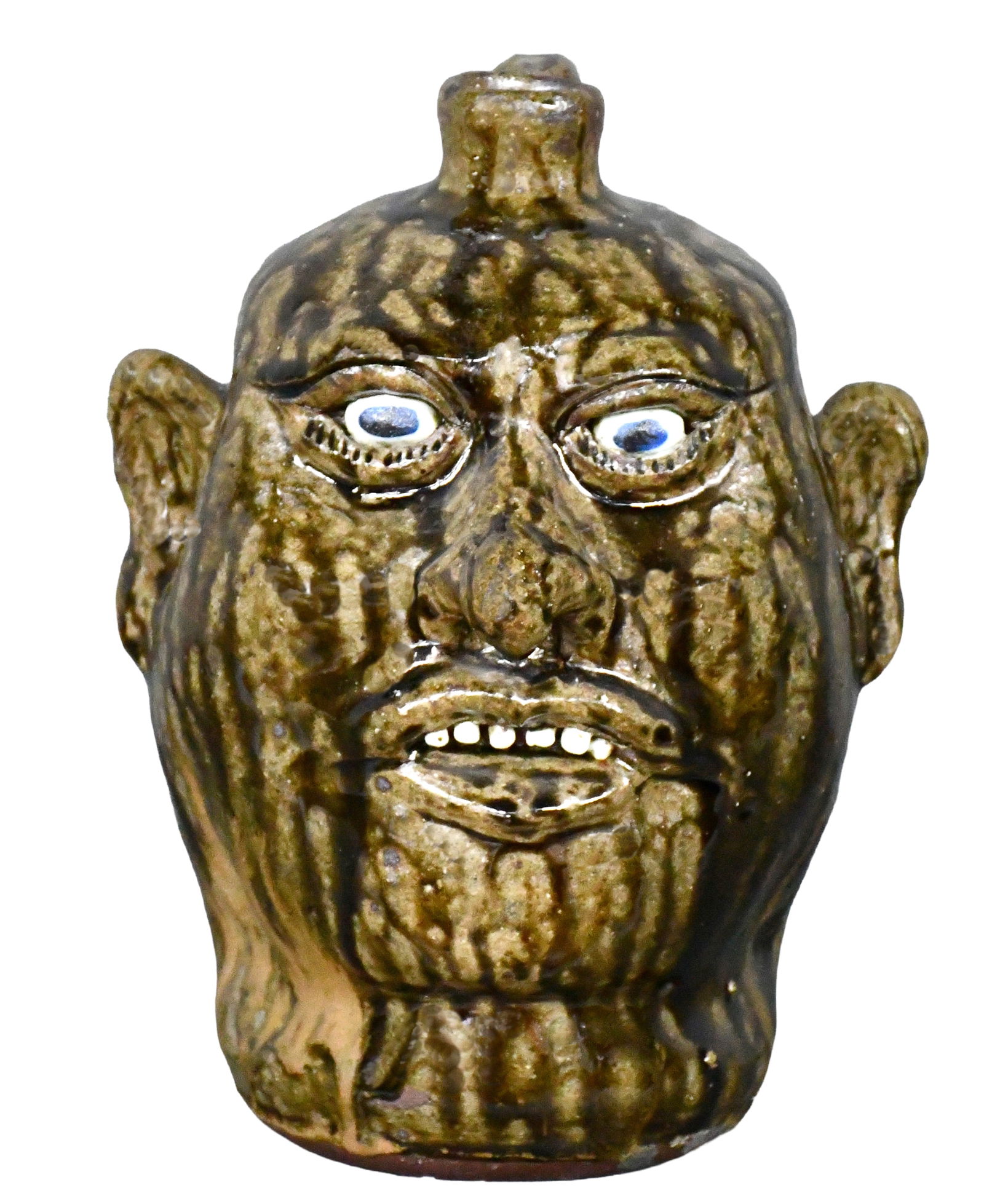 Lanier Meaders. Rich Tobacco Spit Glazed Face Jug.: Lanier Meaders. Rich Tobacco Spit Glazed Face Jug. c. 1980s. Signed. Mint condition. 10.5" h. Est. $800-1,200. Ship: $55 Please Read Before You Bid: By registering for and/or placing a bid in any Slot