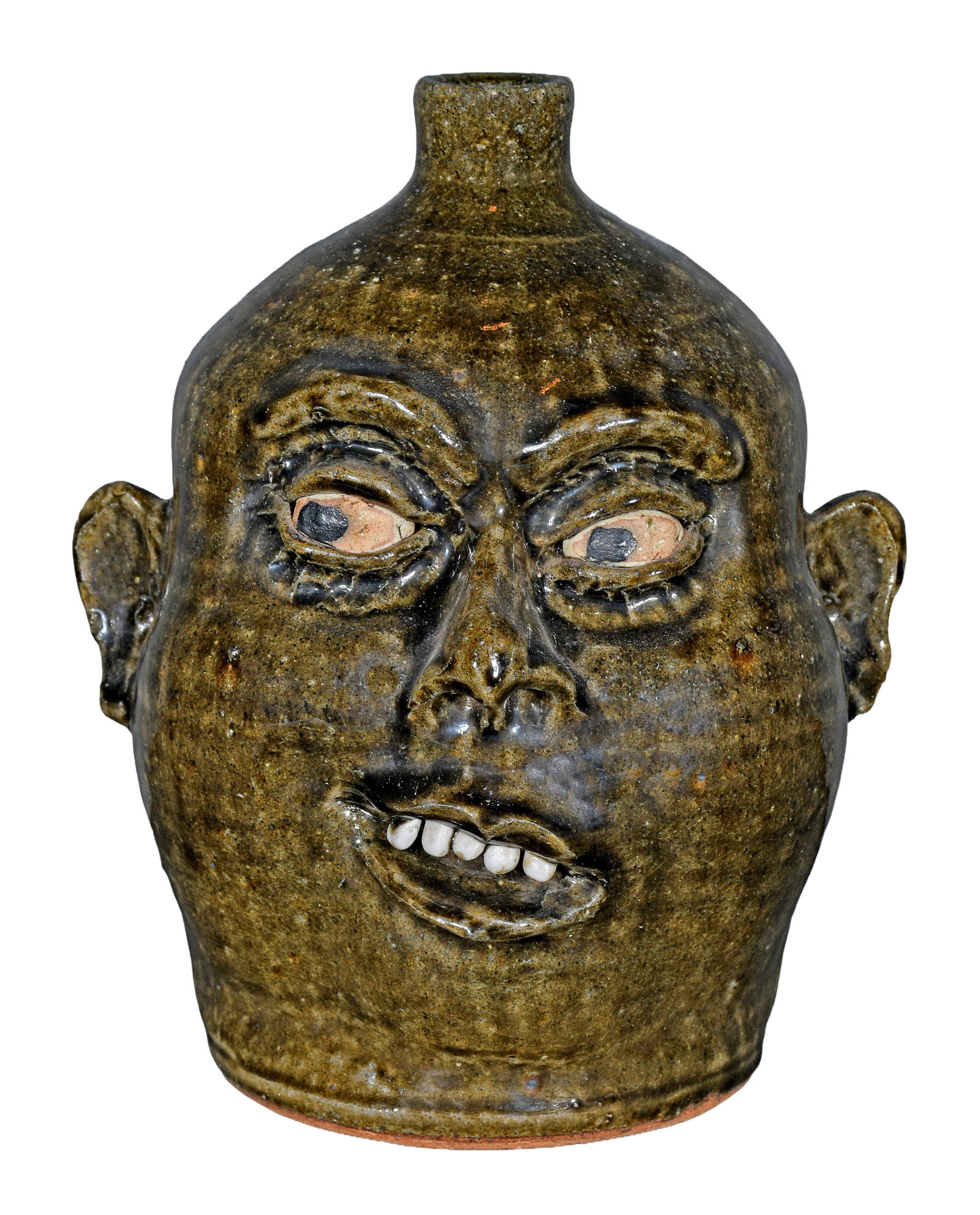 Lanier Meaders. Face Jug with Turned Up Smile.: Lanier Meaders. Face Jug with Turned Up Smile. c. late 1970's. Signed. Mint condition. 10" h. Est. $800-1,200. Ship: $55 Please Read Before You Bid: By registering for and/or placing a bid in any Slot