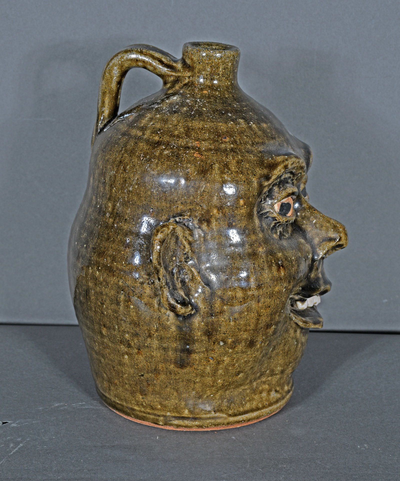 Lanier Meaders. Face Jug with Turned Up Smile. - 4