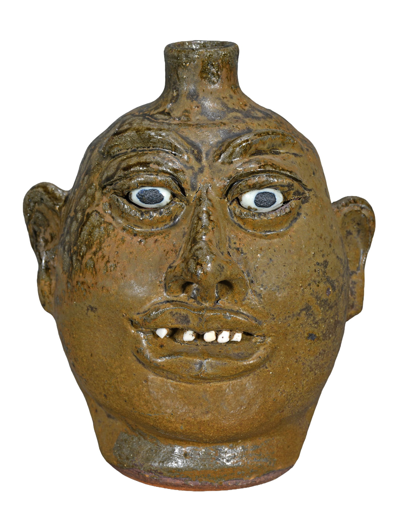 Lanier Meaders. Gap Tooth Face Jug.: Lanier Meaders. Gap Tooth Face Jug. c. 1988. Signed. Missing one tooth, otherwise excellent condition. 10" h. Provenance: The Richard Gasperi and James Resko Private Collection. Est. $700-900. Ship: $