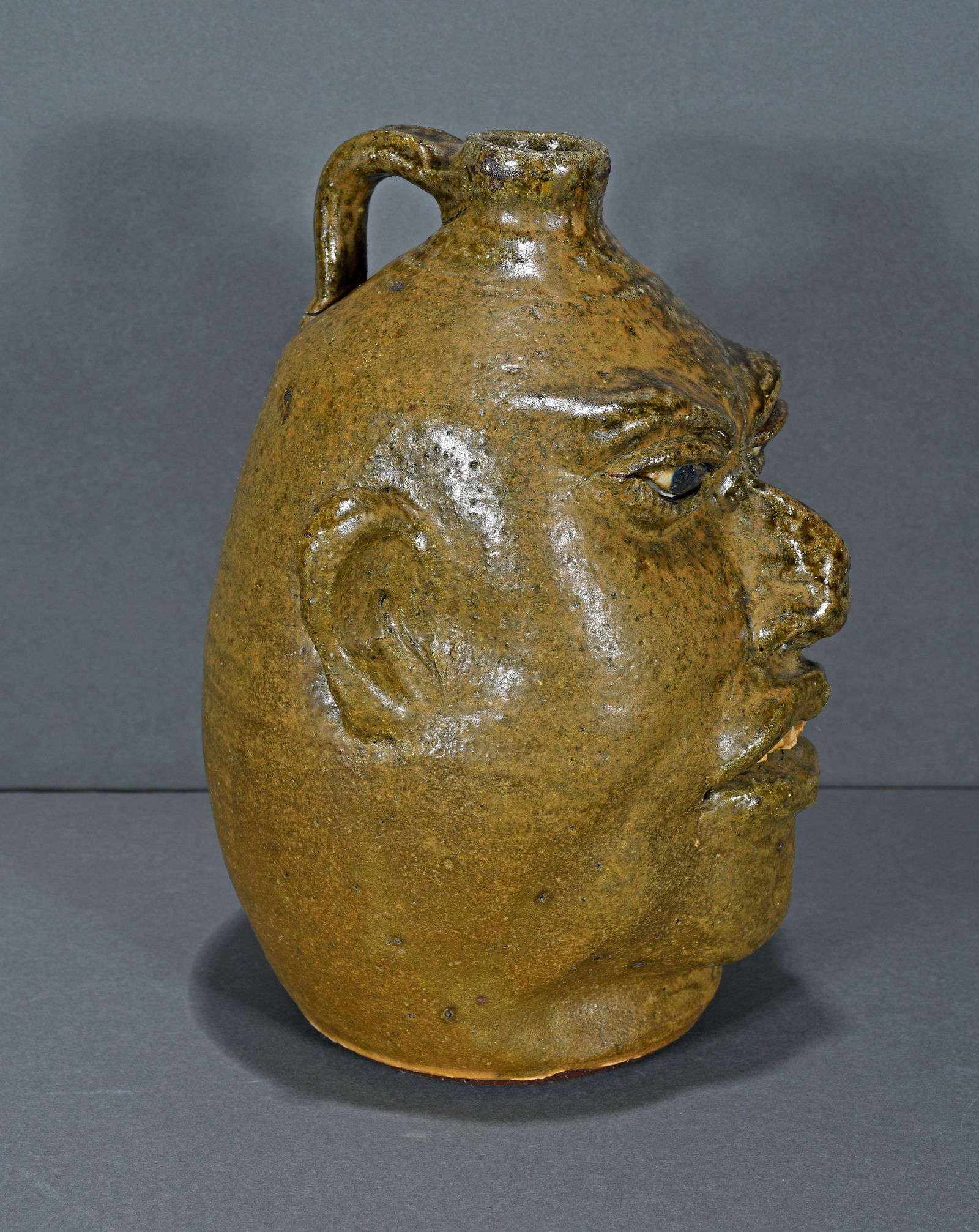 Lanier Meaders. 2/3 Matte Glazed Face Jug. - 5
