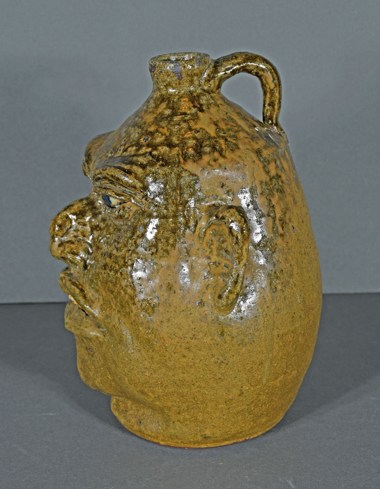 Lanier Meaders. 2/3 Matte Glazed Face Jug. - 6