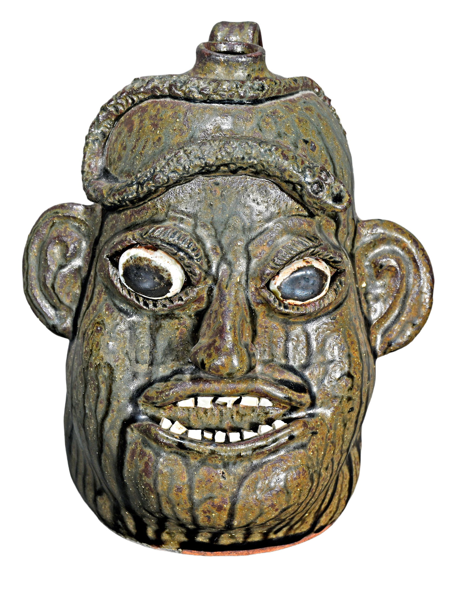 Matthew Hewell. Face Jug With Snake.: Matthew Hewell. Face Jug With Snake. 1993. Signed and dated. Mint condition. 10.5" h. Est. $100-200. Ship: $55 Please Read Before You Bid: By registering for and/or placing a bid in any Slotin
