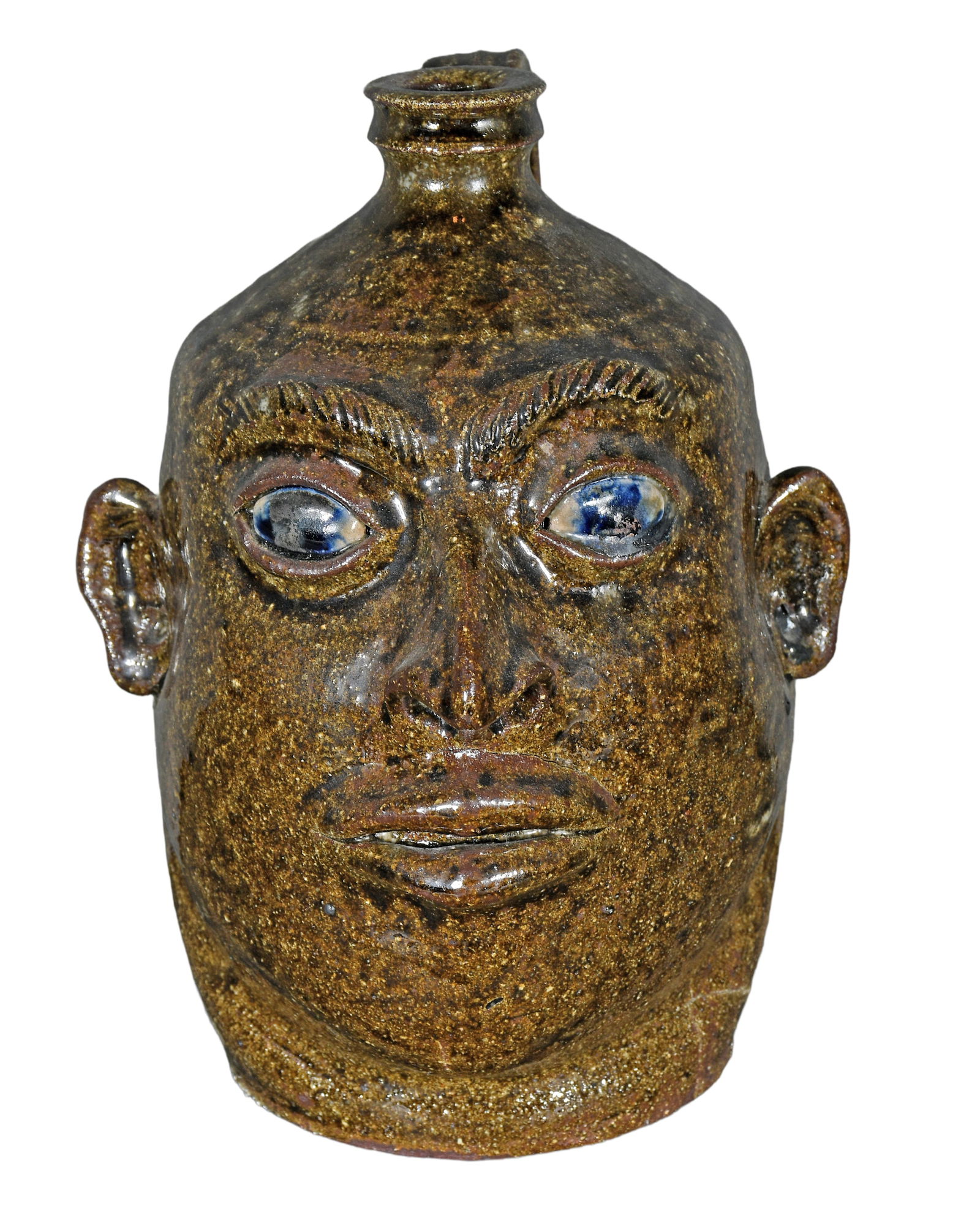 Clint Alderman. Ash Glaze Face Jug From Mud Creek.: Clint Alderman. Ash Glaze Face Jug From Mud Creek. 2000. Mint condition. 10" h. Est. $100-300. Ship: $55 Please Read Before You Bid: By registering for and/or placing a bid in any Slotin Auction, you