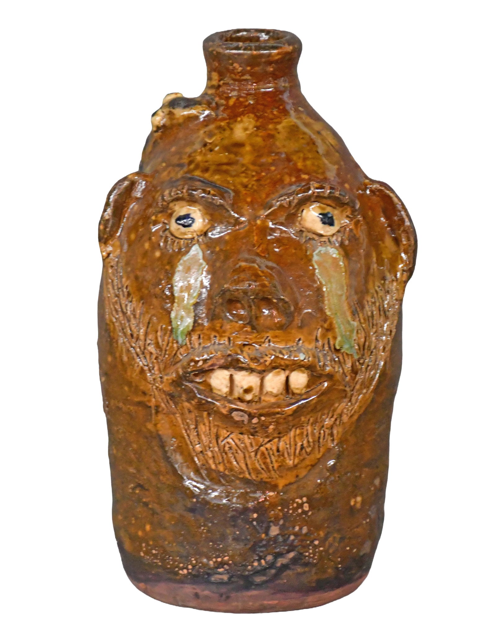 Marie Rogers. Jesus Love You Face Jug with Snake.: Marie Rogers. Jesus Love You Face Jug with Snake. Signed and titled. Mint condition. 9" h. Est. $200-300. Ship: $45 Please Read Before You Bid: By registering for and/or placing a bid in any Slotin Au