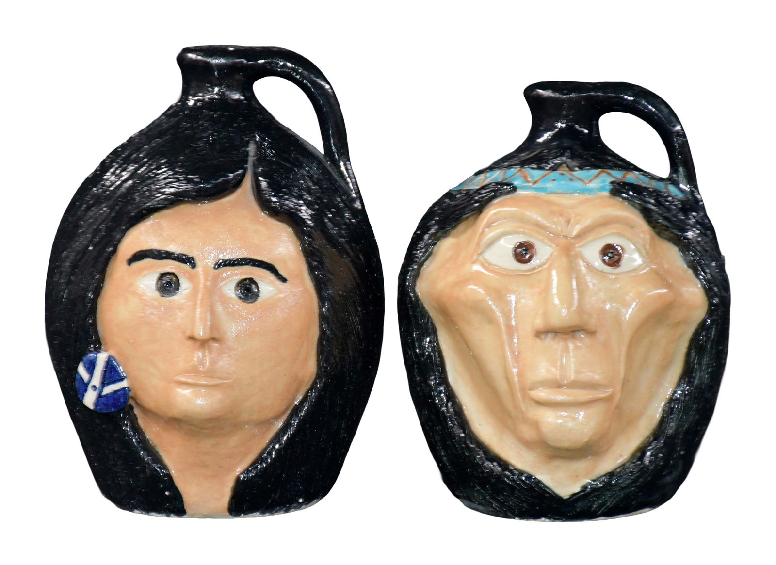 Michael & Melvin Crocker. Mini White Indian Prince & Princess Jugs. (1 of 5)