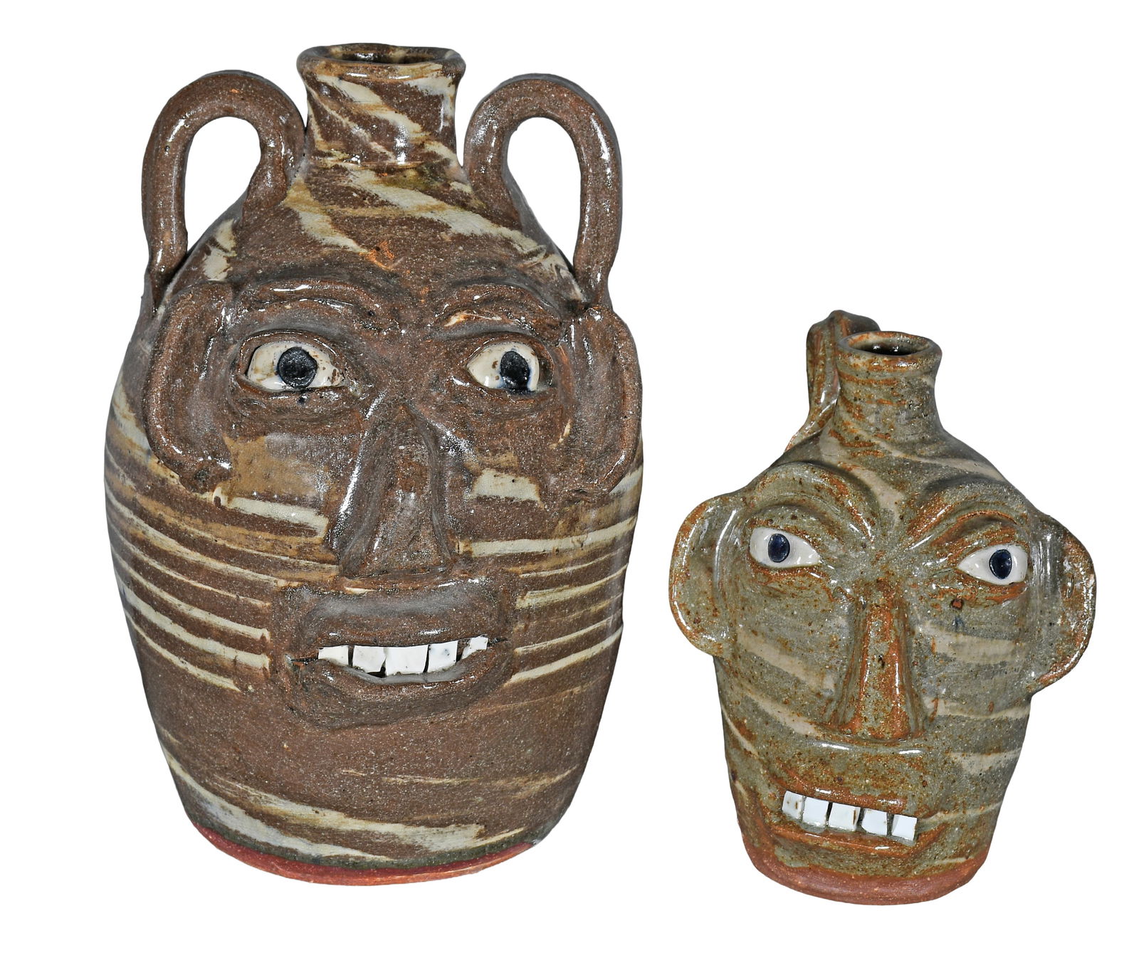 B.B. Craig. Big and Little Swirl Face Jugs. (1 of 4)