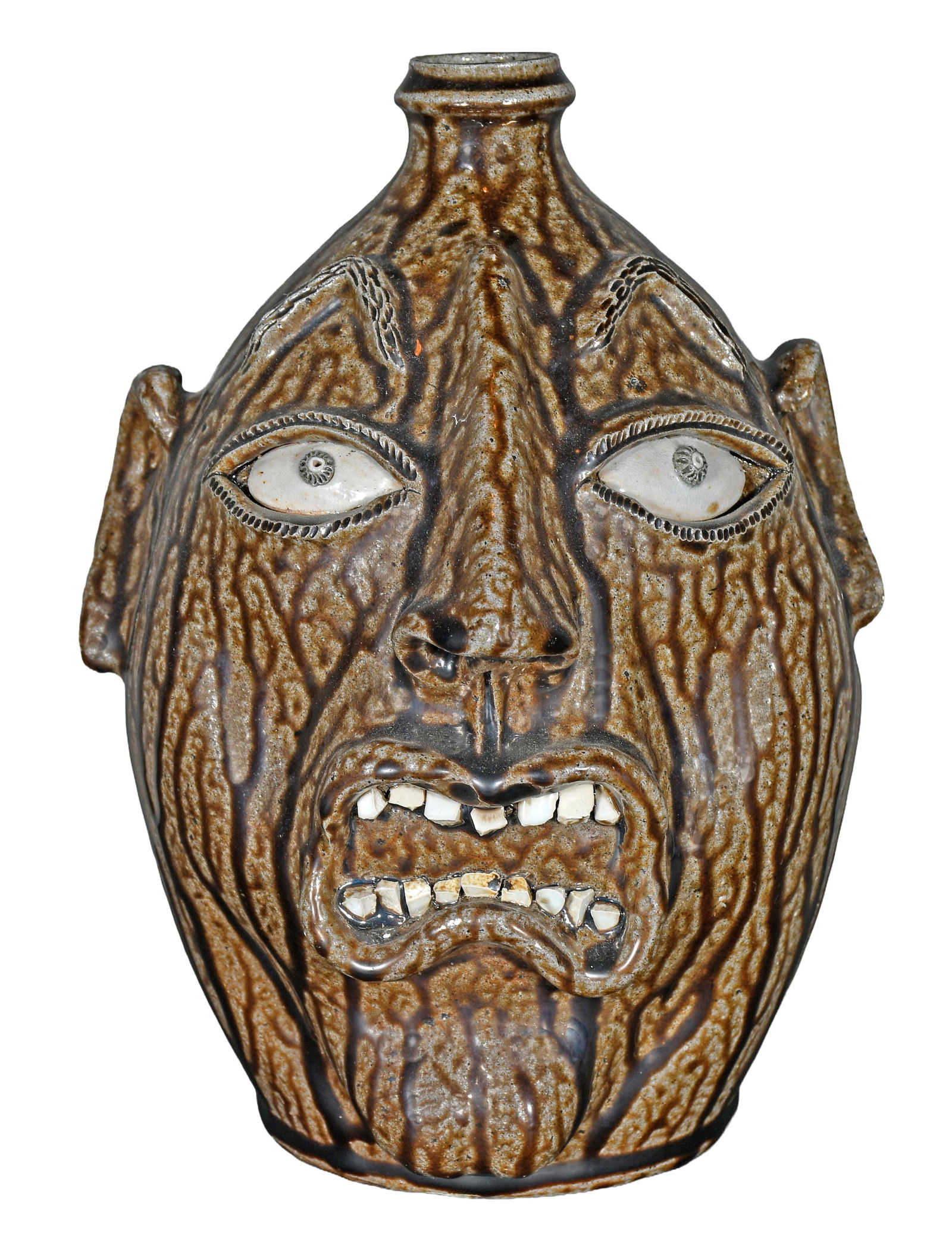 Billy Ray Hussey. Tobacco Spit Face Jug. (1 of 5)