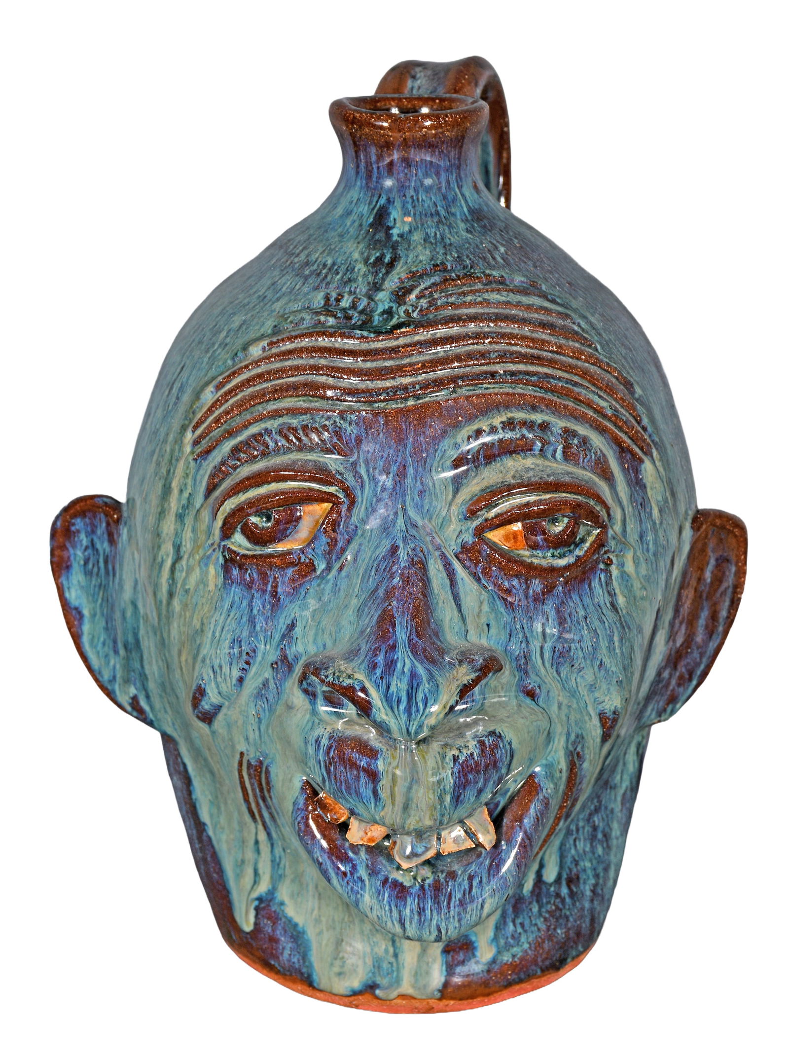 Charlie West. Ghostly Glazed Face Jug. (1 of 3)